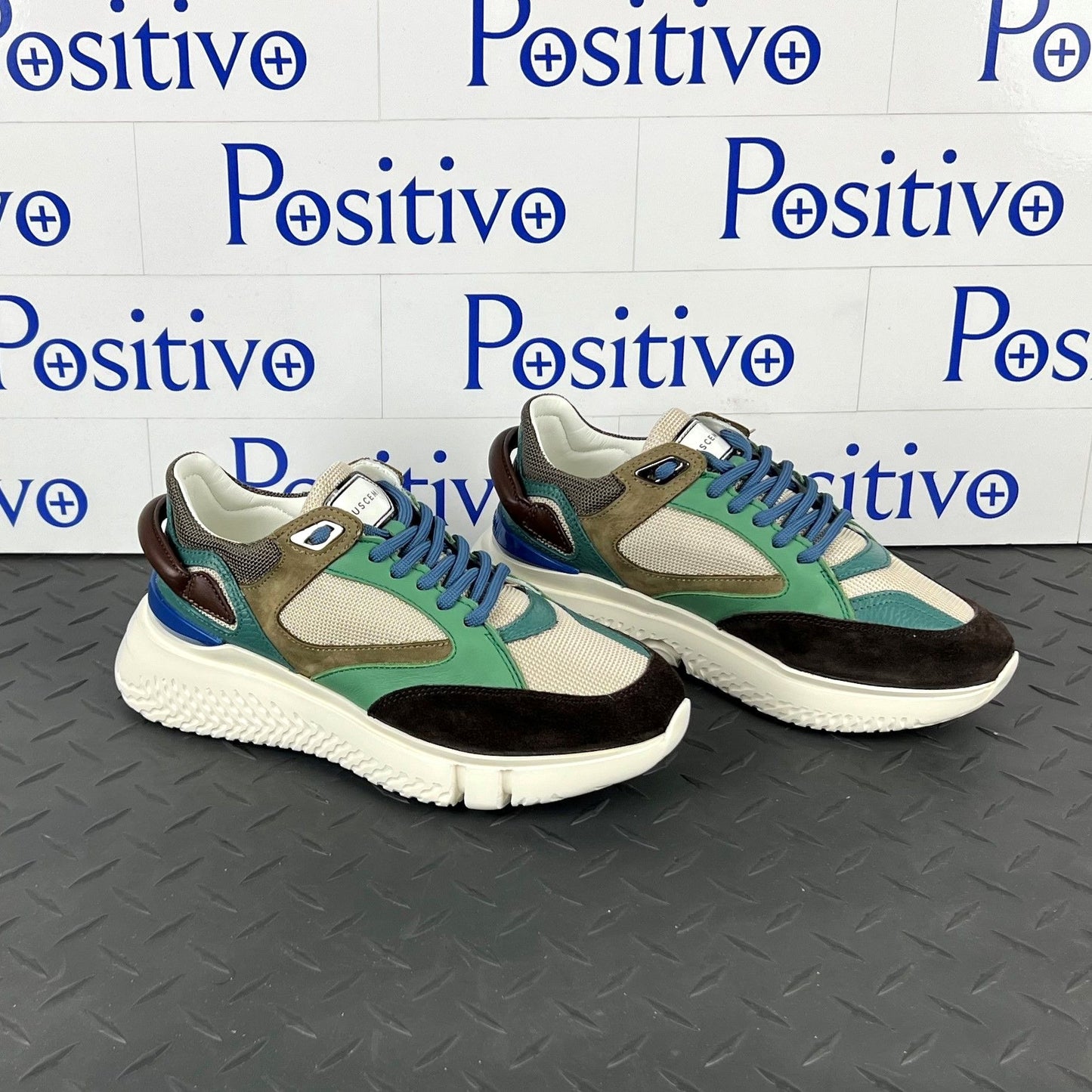 Buscemi Womens Veloce Brown/Green Leather Sneakers SAMPLE | Positivo Clothing