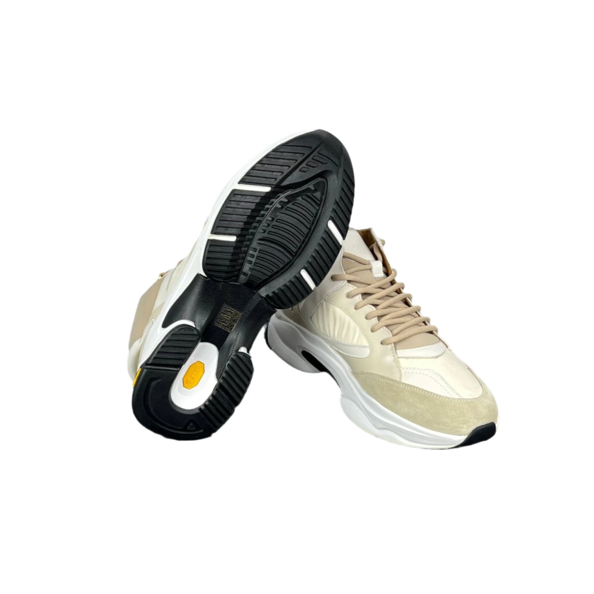 Buscemi Mens Veloce Mix Materials Off White Leather Sneakers | Positivo Clothing