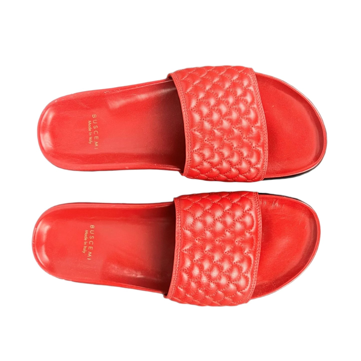 Buscemi Men's Slide Quilt Purple Red Leather Sandals