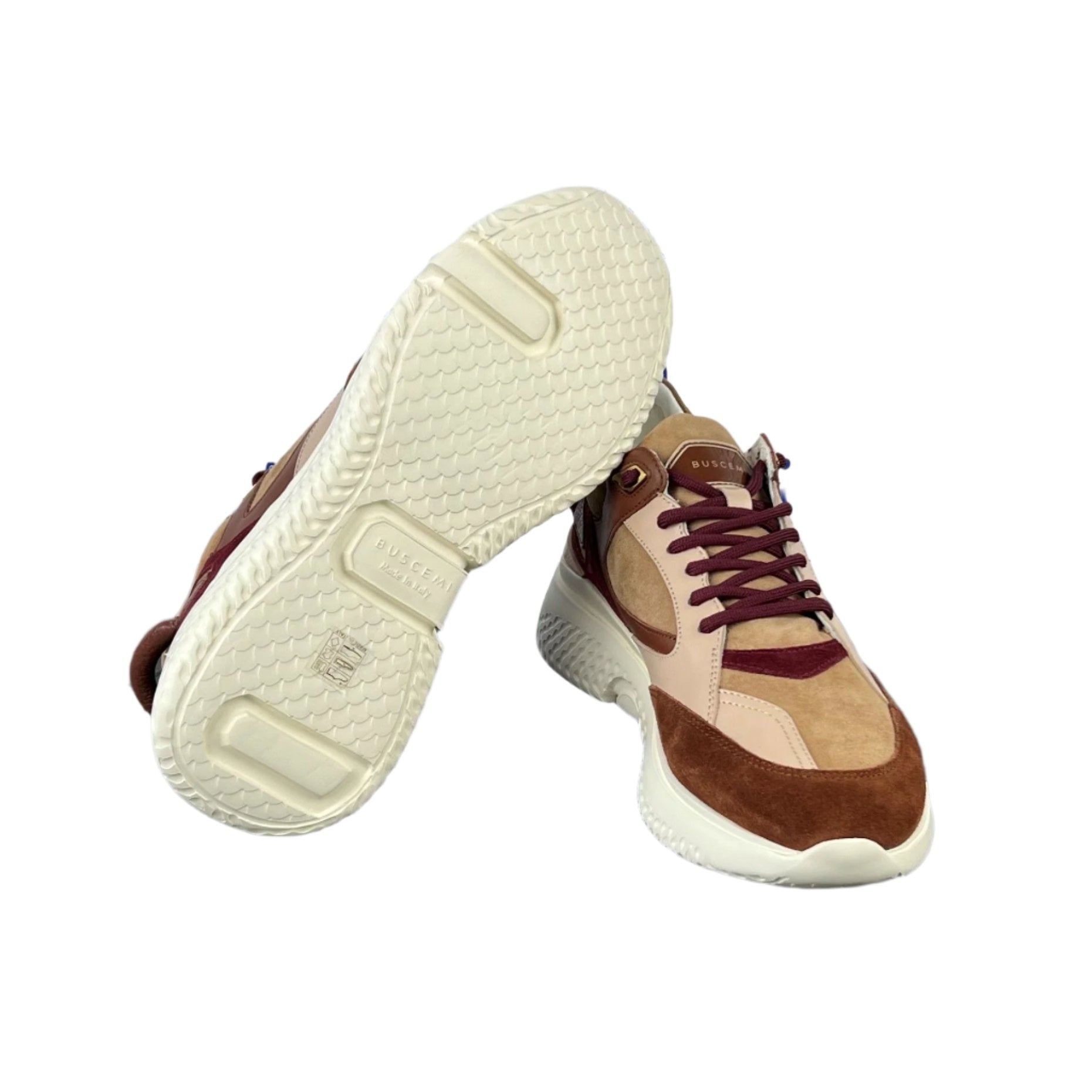 Buscemi Mens Veloce Brown Trio Leather Sneakers | Positivo Clothing
