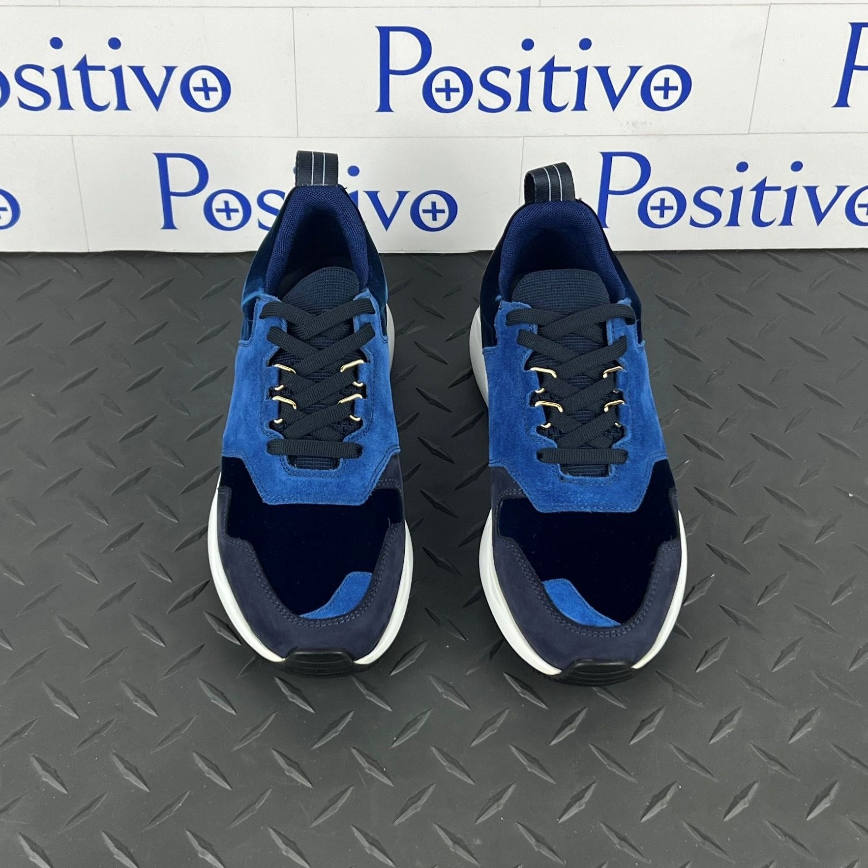 Buscemi Womens Ventura Velvet Navy Leather Sneakers | Positivo Clothing