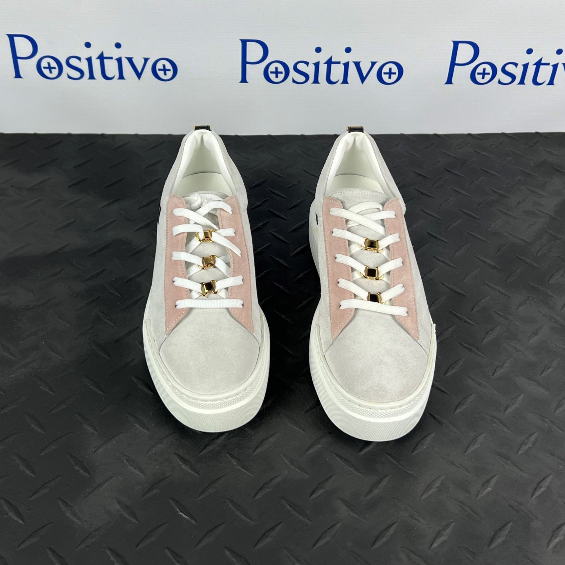 Buscemi Womens Ninna White Trio Leather Sneakers | Positivo Clothing
