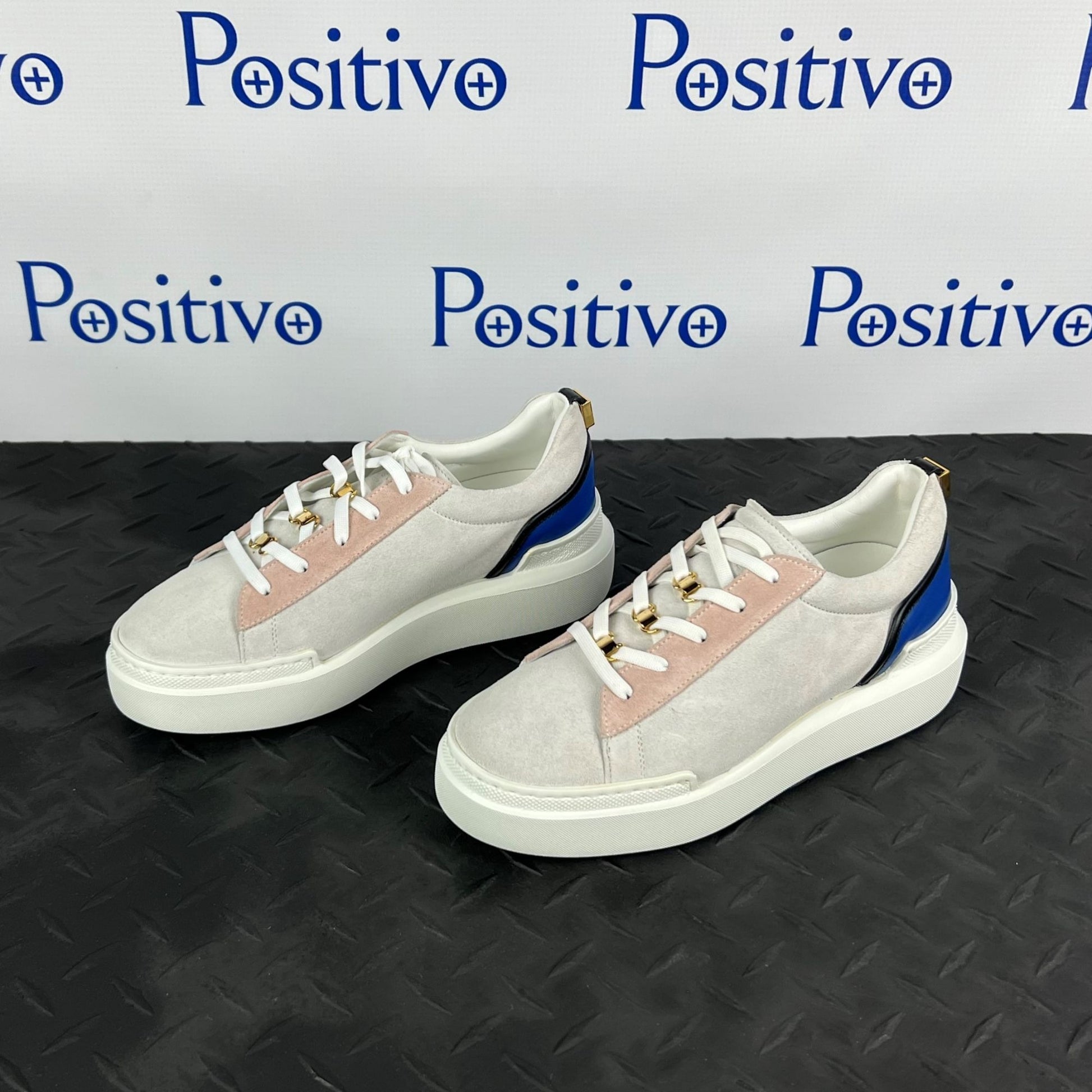 Buscemi Womens Ninna White Trio Leather Sneakers | Positivo Clothing