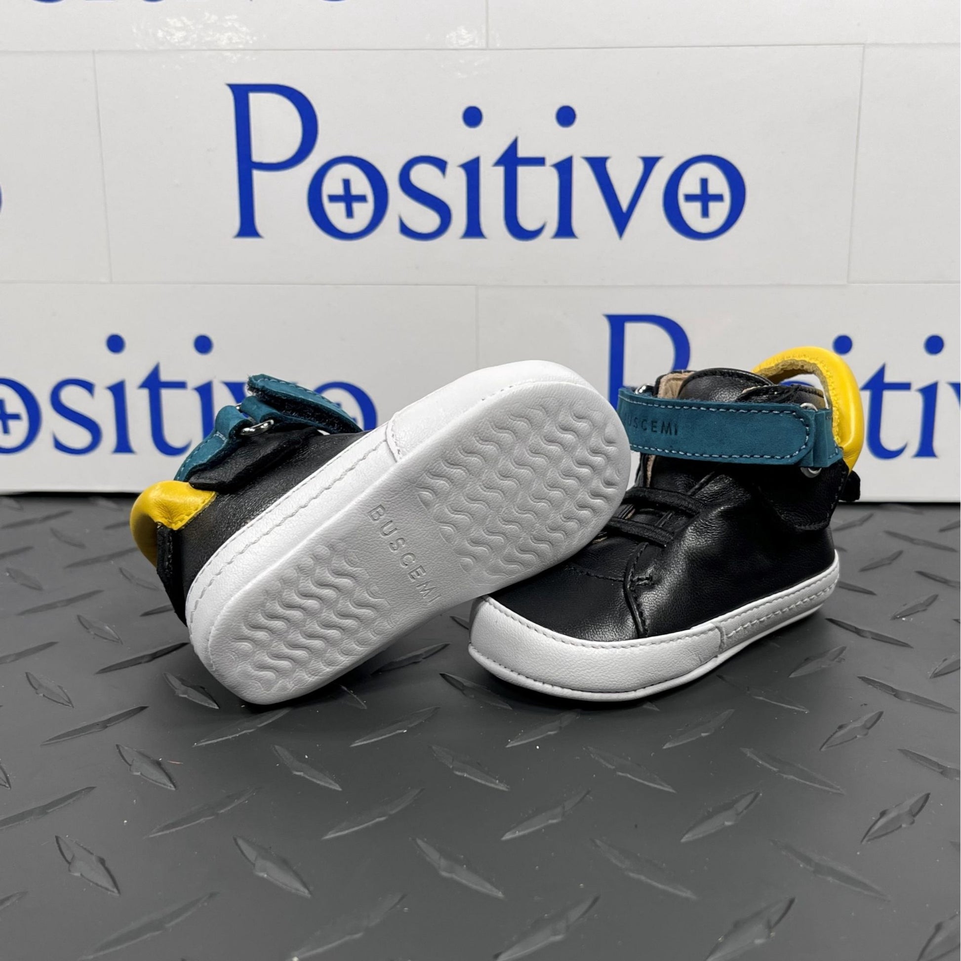Buscemi 100MM Baby Black Trio Leather Sneakers | Positivo Clothing