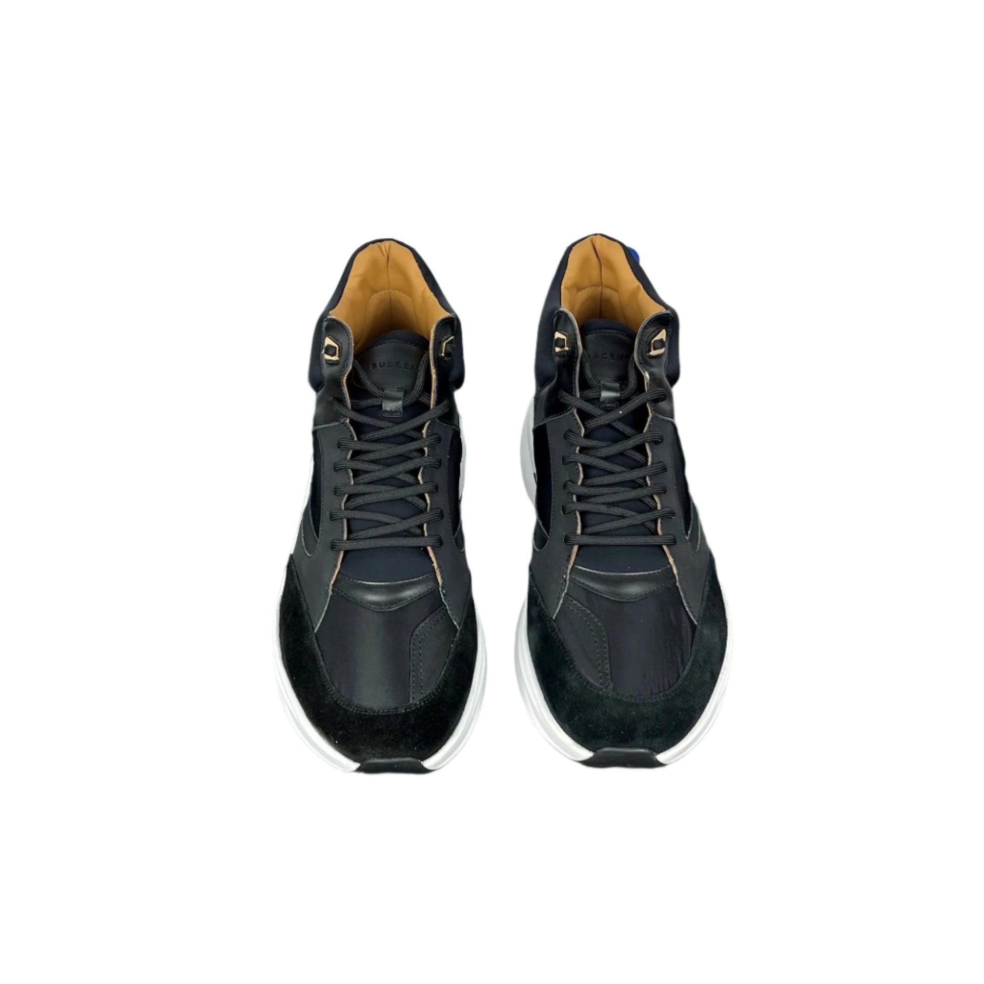 Buscemi Mens Veloce Mix Materials Black Leather Sneakers | Positivo Clothing