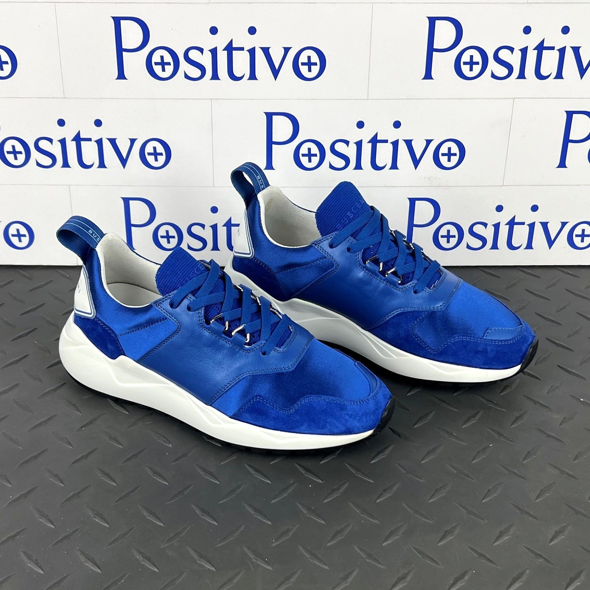 Buscemi Womens Ventura Satin Royal Leather Sneakers | Positivo Clothing