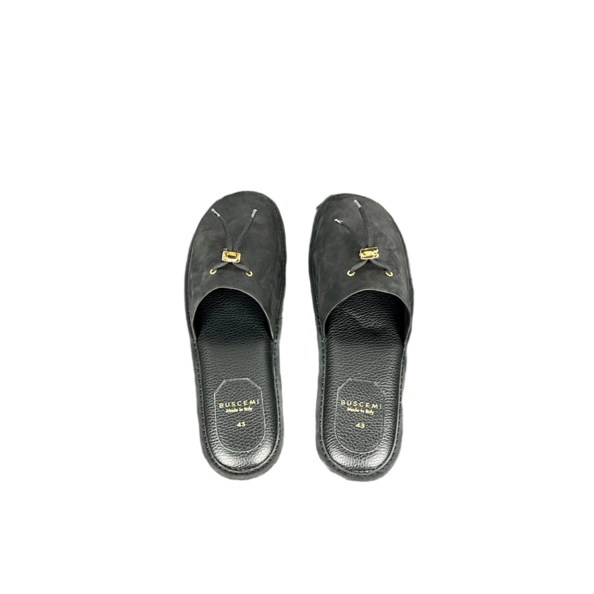 Buscemi Greenwich Black Nabuk Slippers | Positivo Clothing