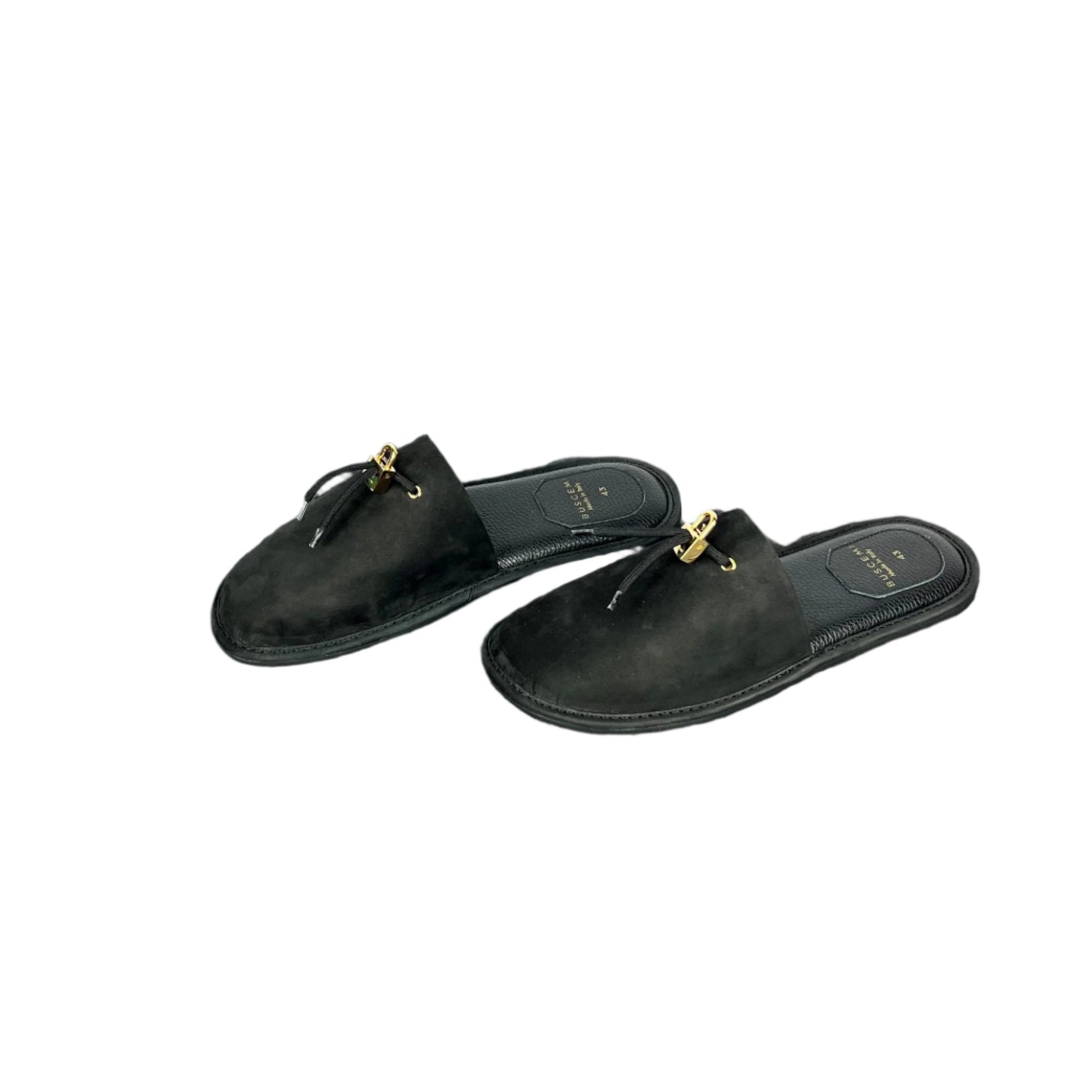 Buscemi Greenwich Black Nabuk Slippers | Positivo Clothing