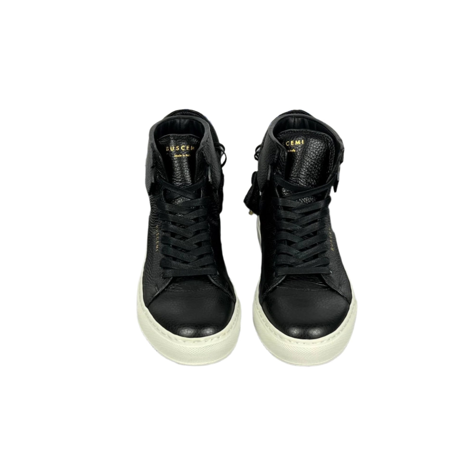 Buscemi Mens 125MM Black/White Leather Sneakers SAMPLE | Positivo Clothing