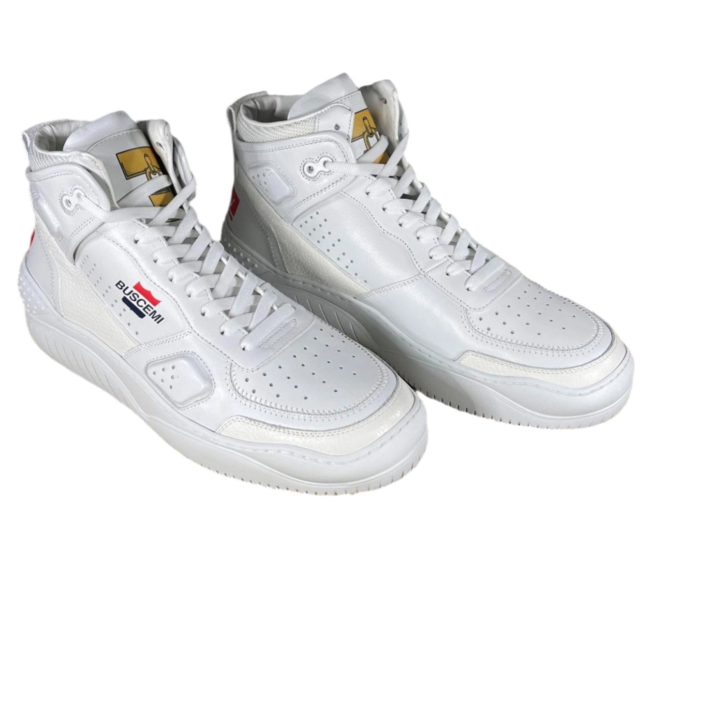 Buscemi Basket White/Gold Leather Sneakers | Positivo Clothing