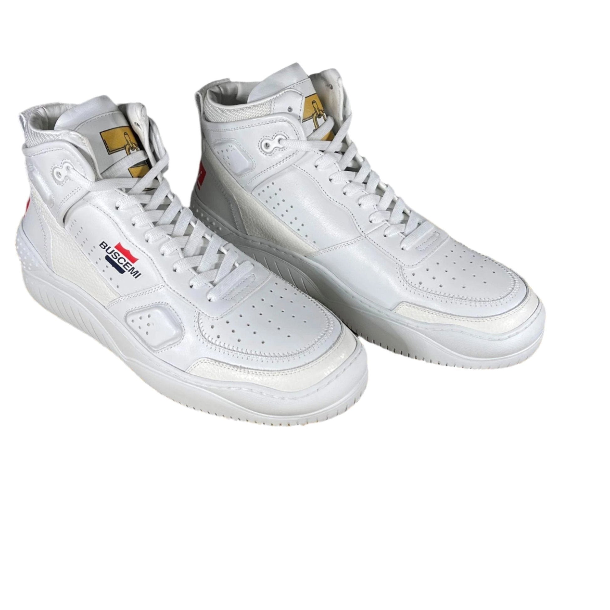 Buscemi Basket White/Gold Leather Sneakers | Positivo Clothing