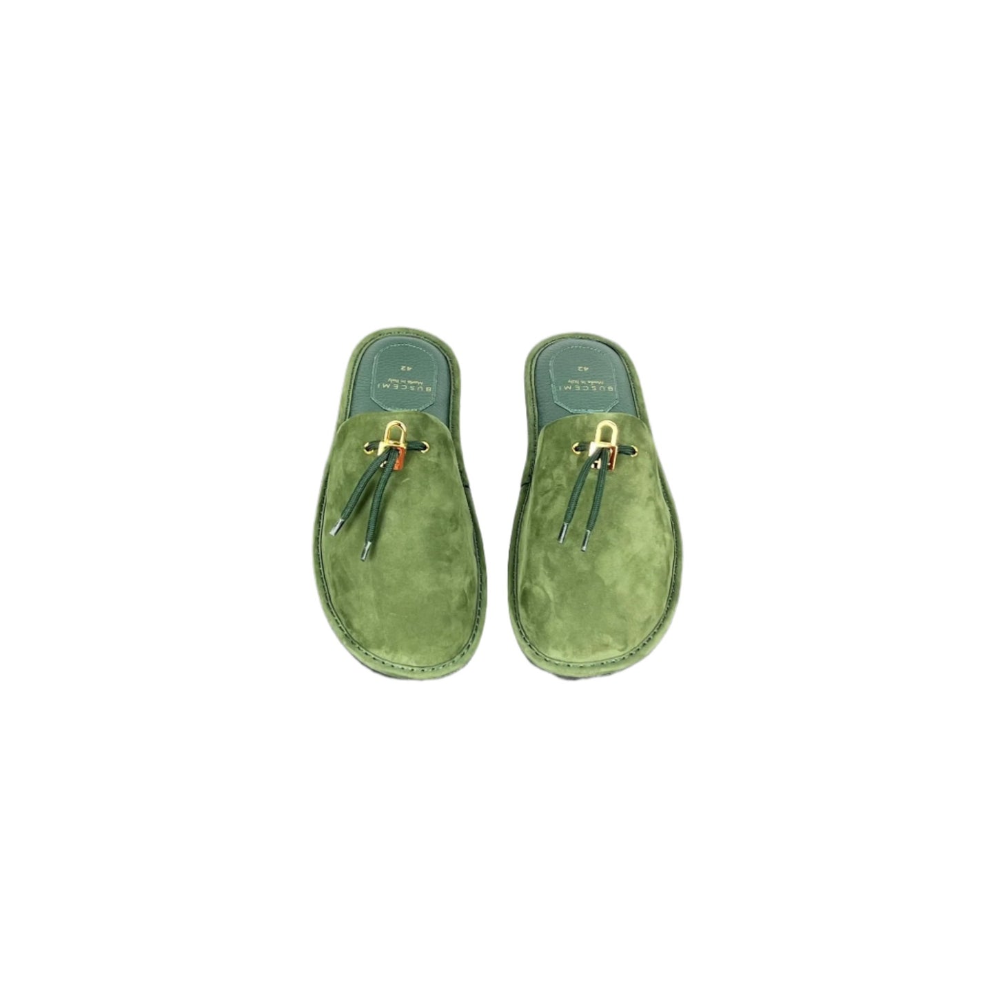 Buscemi Greenwich Dark Green Nabuk Slippers | Positivo Clothing