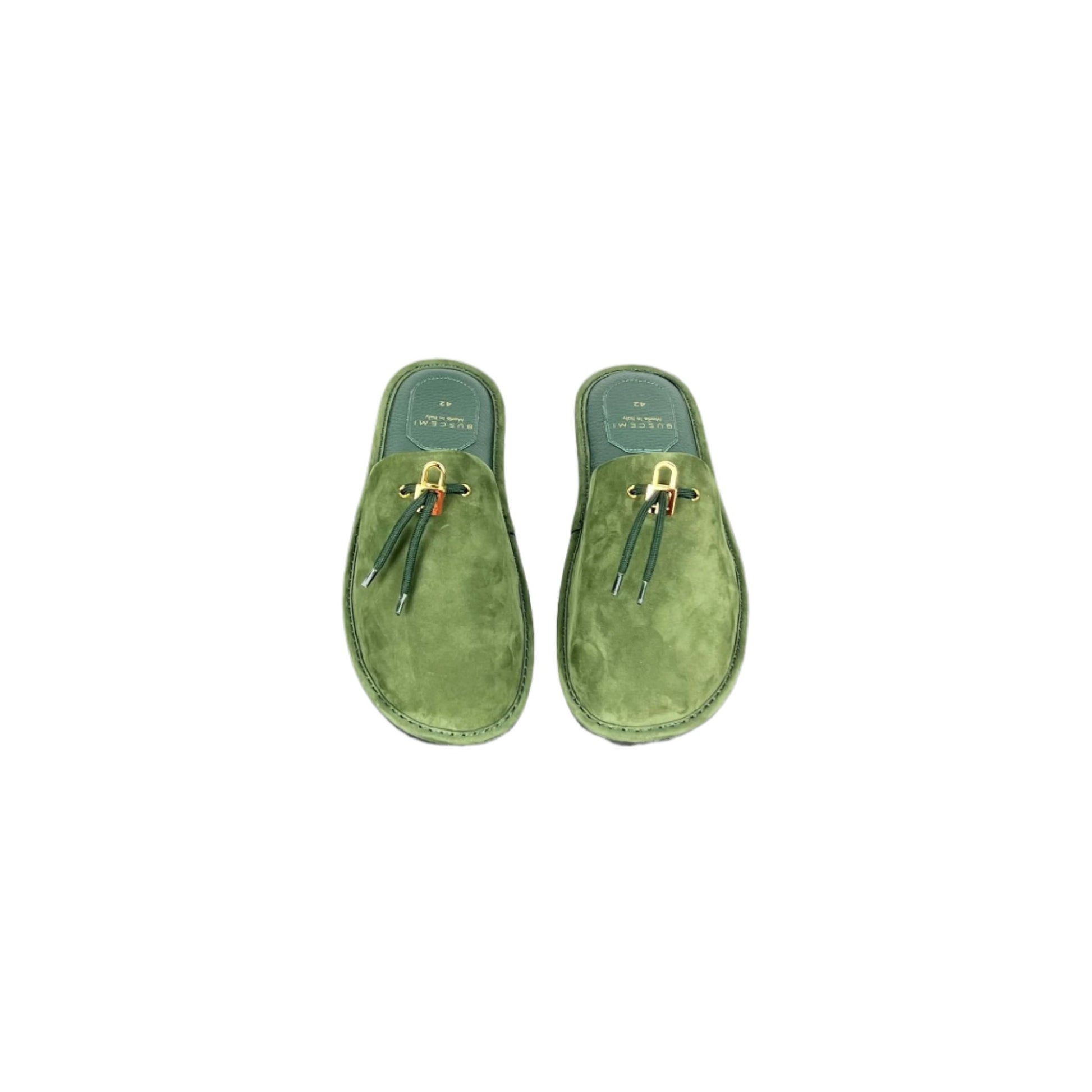 Buscemi Greenwich Dark Green Nabuk Slippers | Positivo Clothing