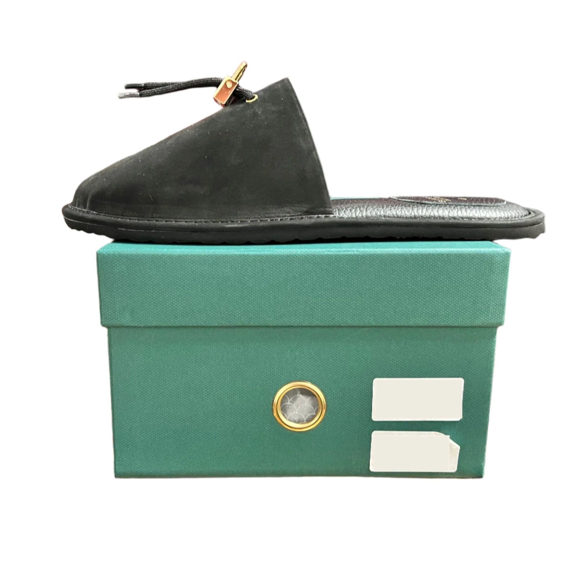 Buscemi Greenwich Black Nabuk Slippers | Positivo Clothing