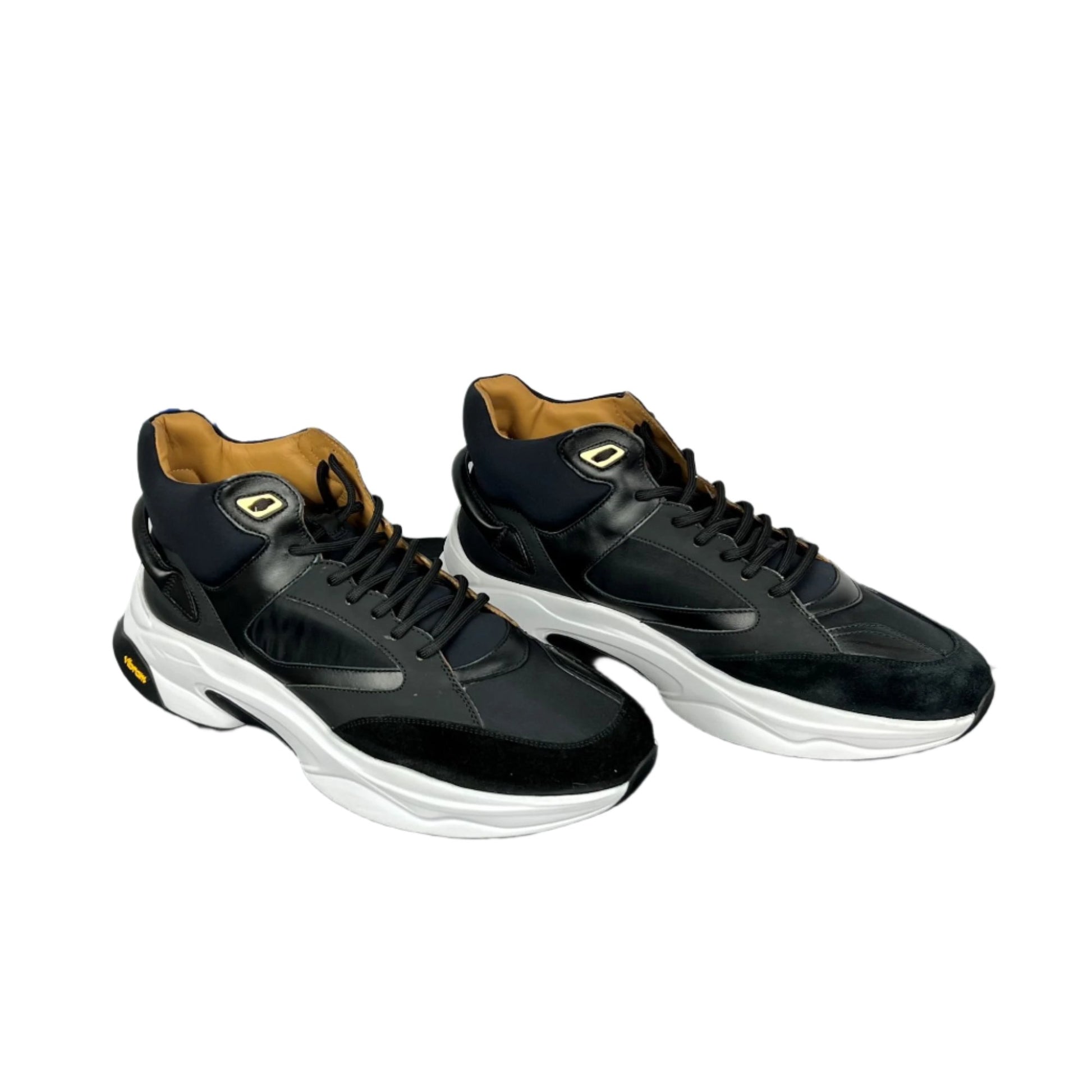 Buscemi Mens Veloce Mix Materials Black Leather Sneakers | Positivo Clothing