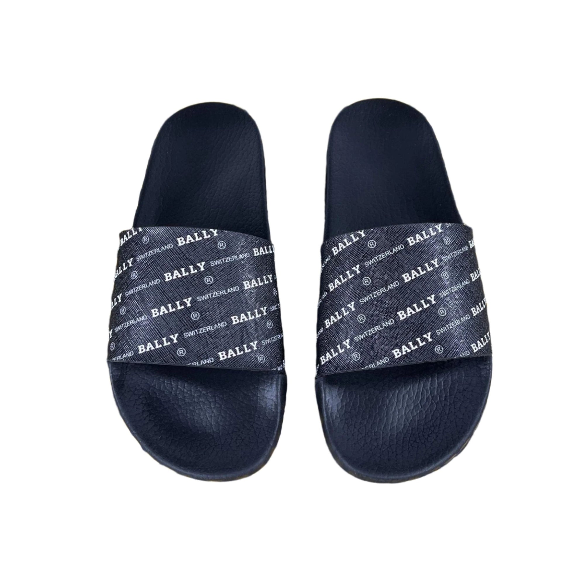 Bally Slanter Black/White Rubber Slides | Positivo Clothing