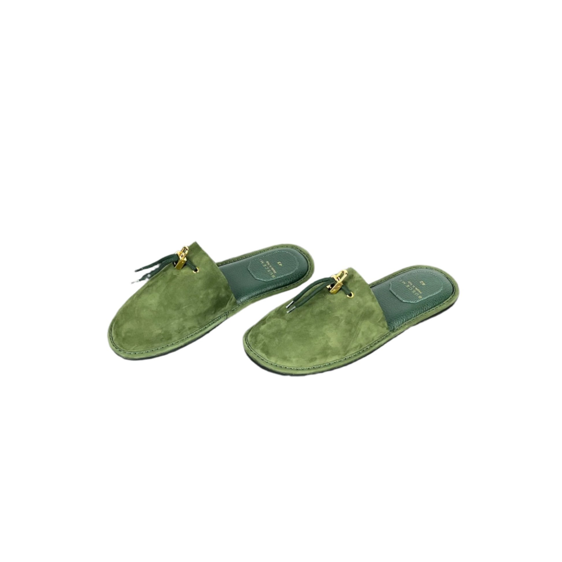 Buscemi Greenwich Dark Green Nabuk Slippers | Positivo Clothing
