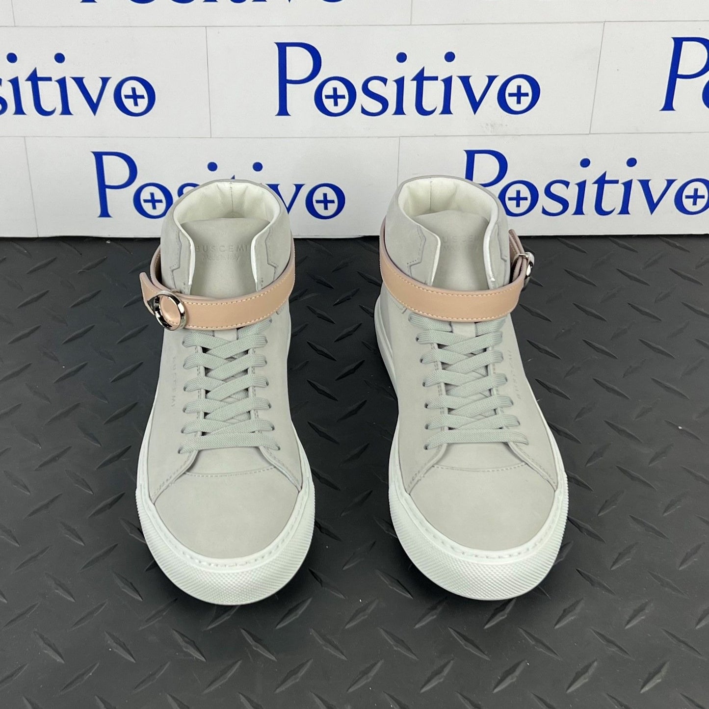Buscemi Womens 100MM Belt Grey Leather Sneaker SAMPLE | Positivo Clothing