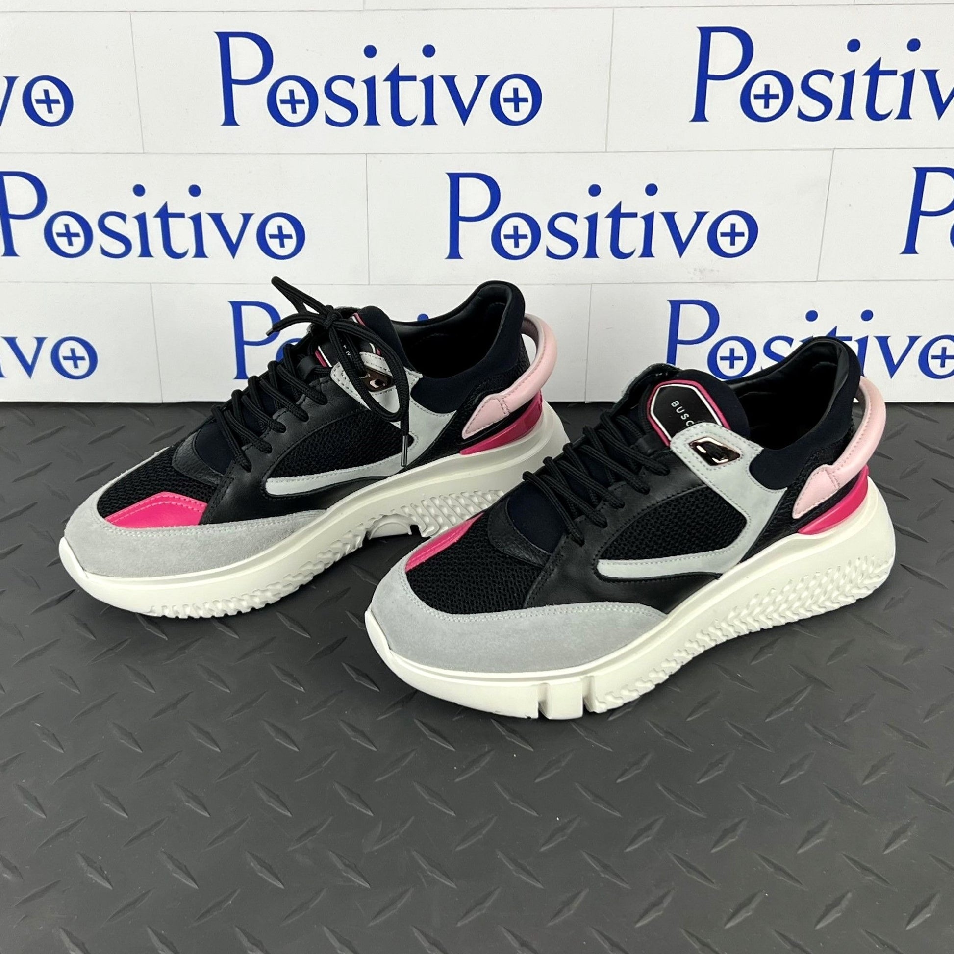 Buscemi Womens Veloce Black Trio Leather Sneakers | Positivo Clothing