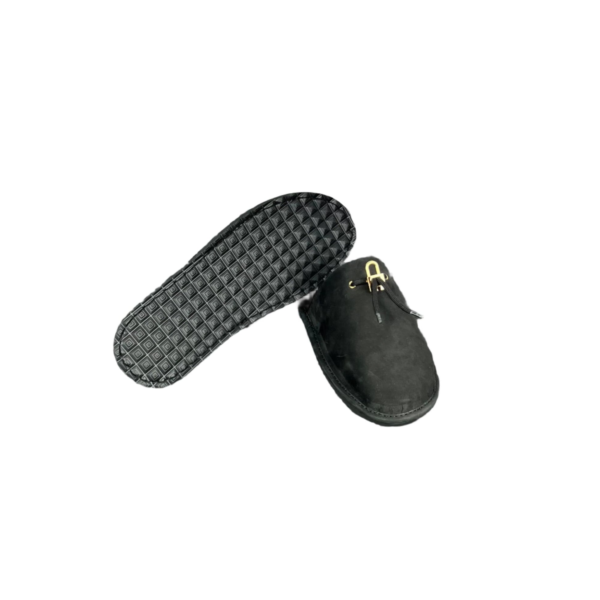 Buscemi Greenwich Black Nabuk Slippers | Positivo Clothing