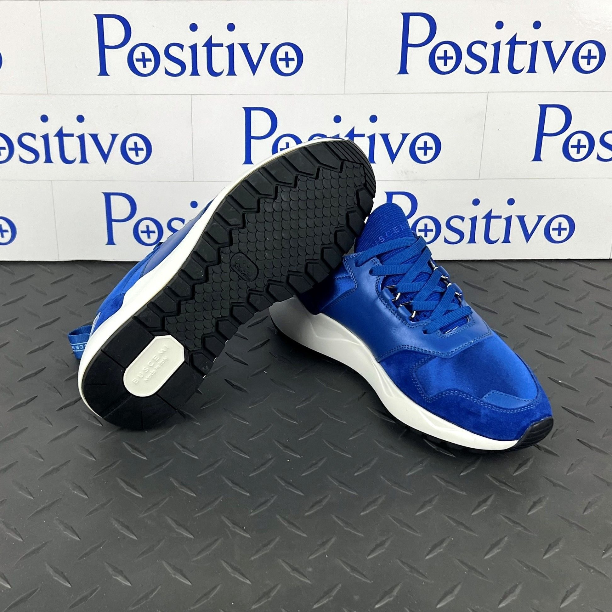 Buscemi Womens Ventura Satin Royal Leather Sneakers | Positivo Clothing