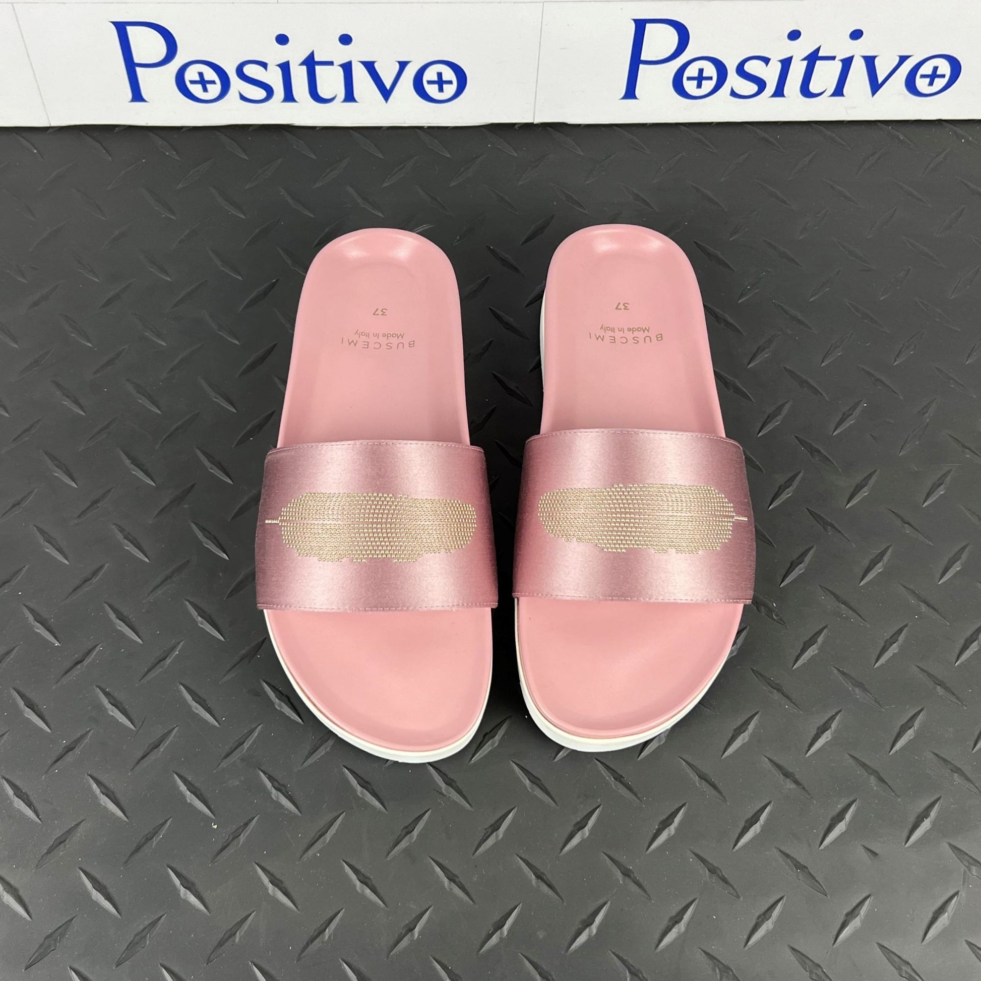 Buscemi Womens Slide Satin Dusty Pink Leather Sandals | Positivo Clothing