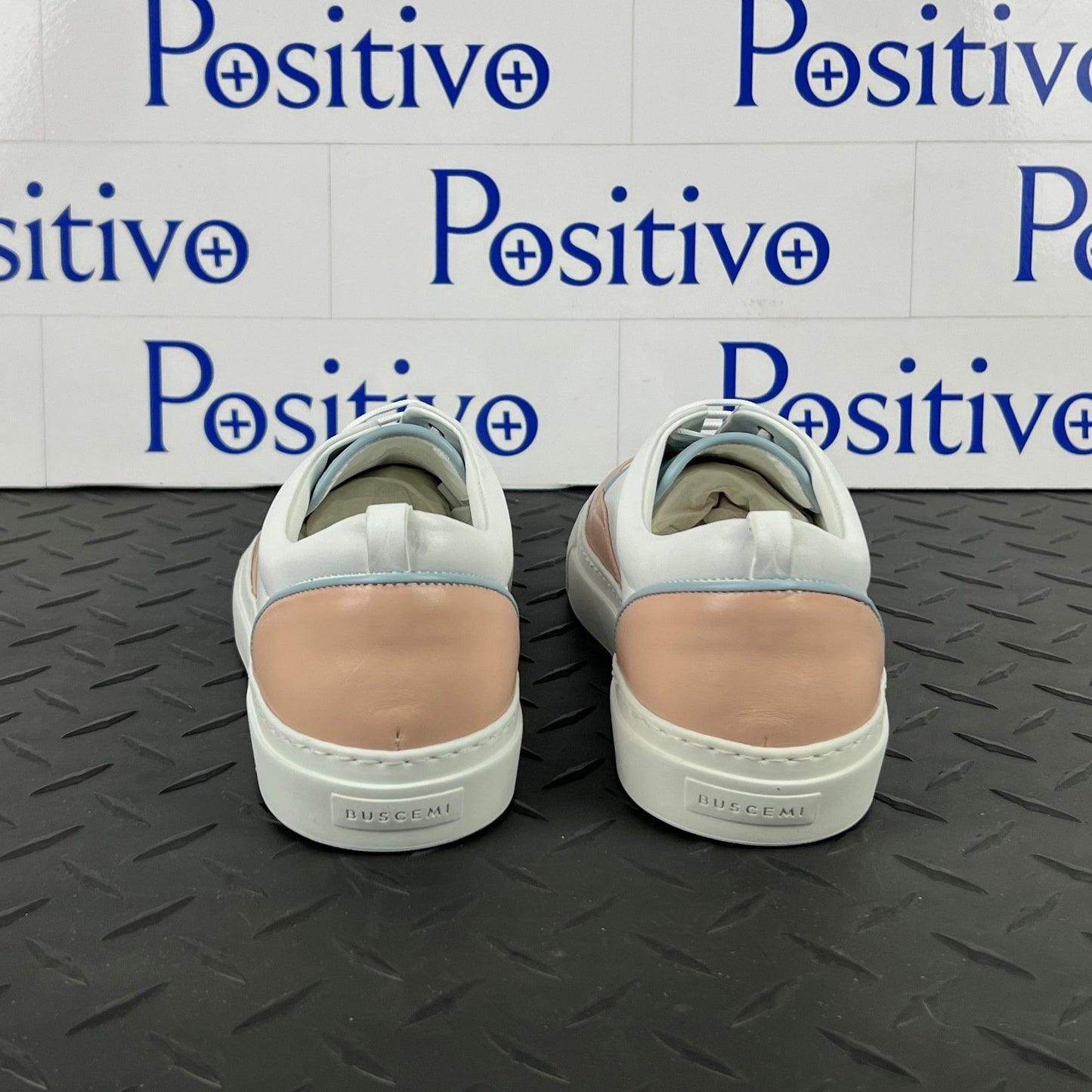 Buscemi Womens Cali White Trio Leather Low top Sneakers SAMPLE | Positivo Clothing
