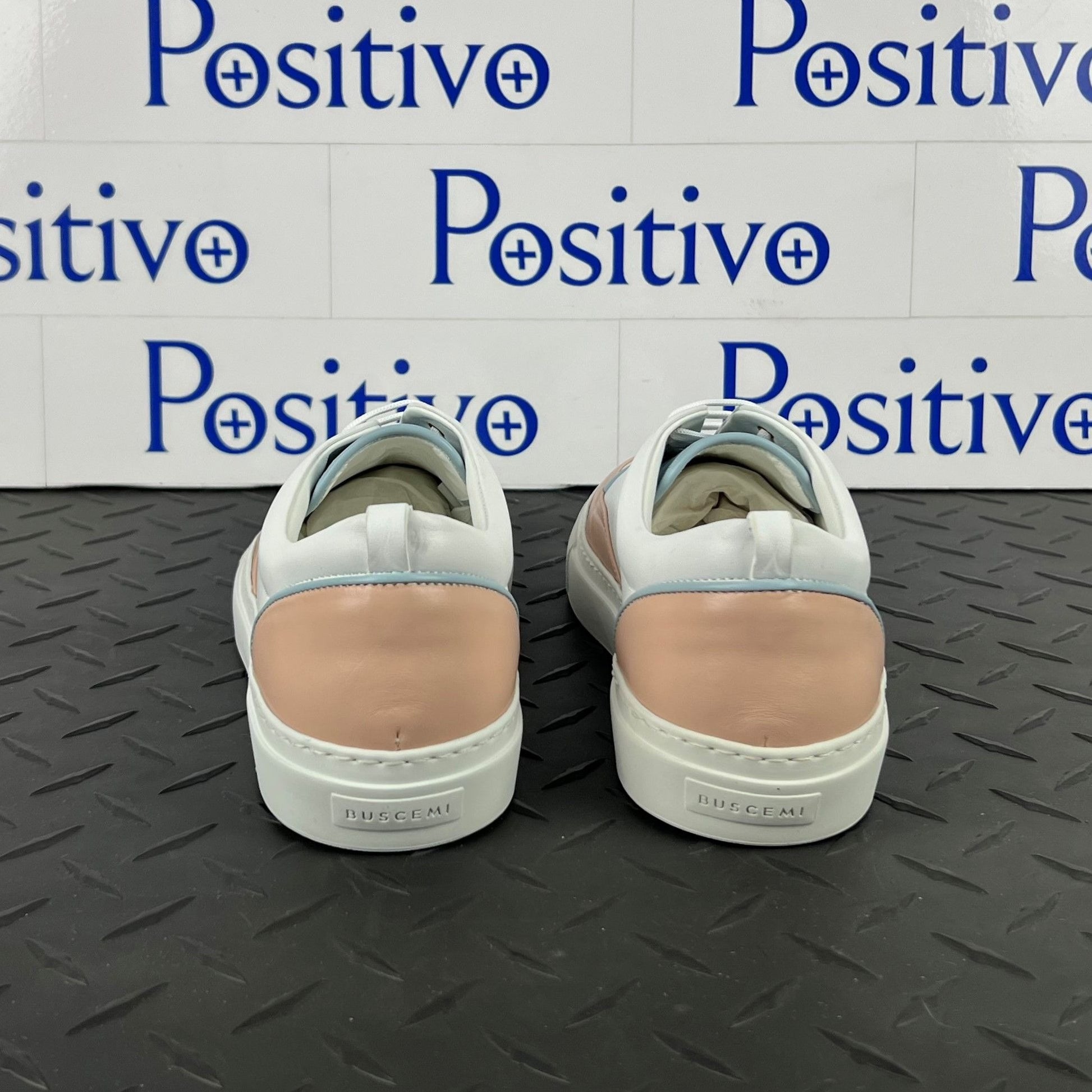 Buscemi Womens Cali White Trio Leather Low top Sneakers SAMPLE | Positivo Clothing