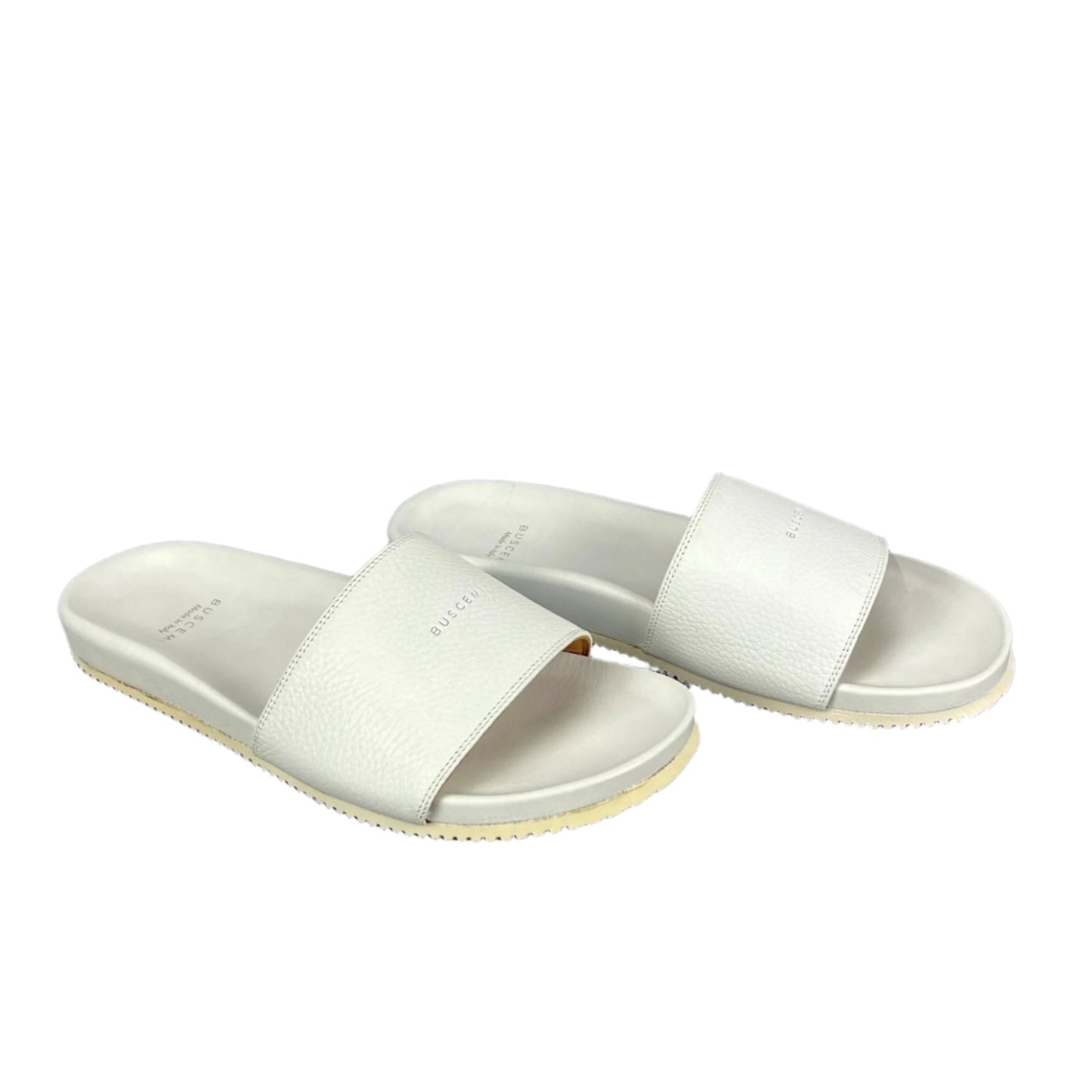 Buscemi Mens Slide Core Alce White Alce Leather Sandals | Positivo Clothing