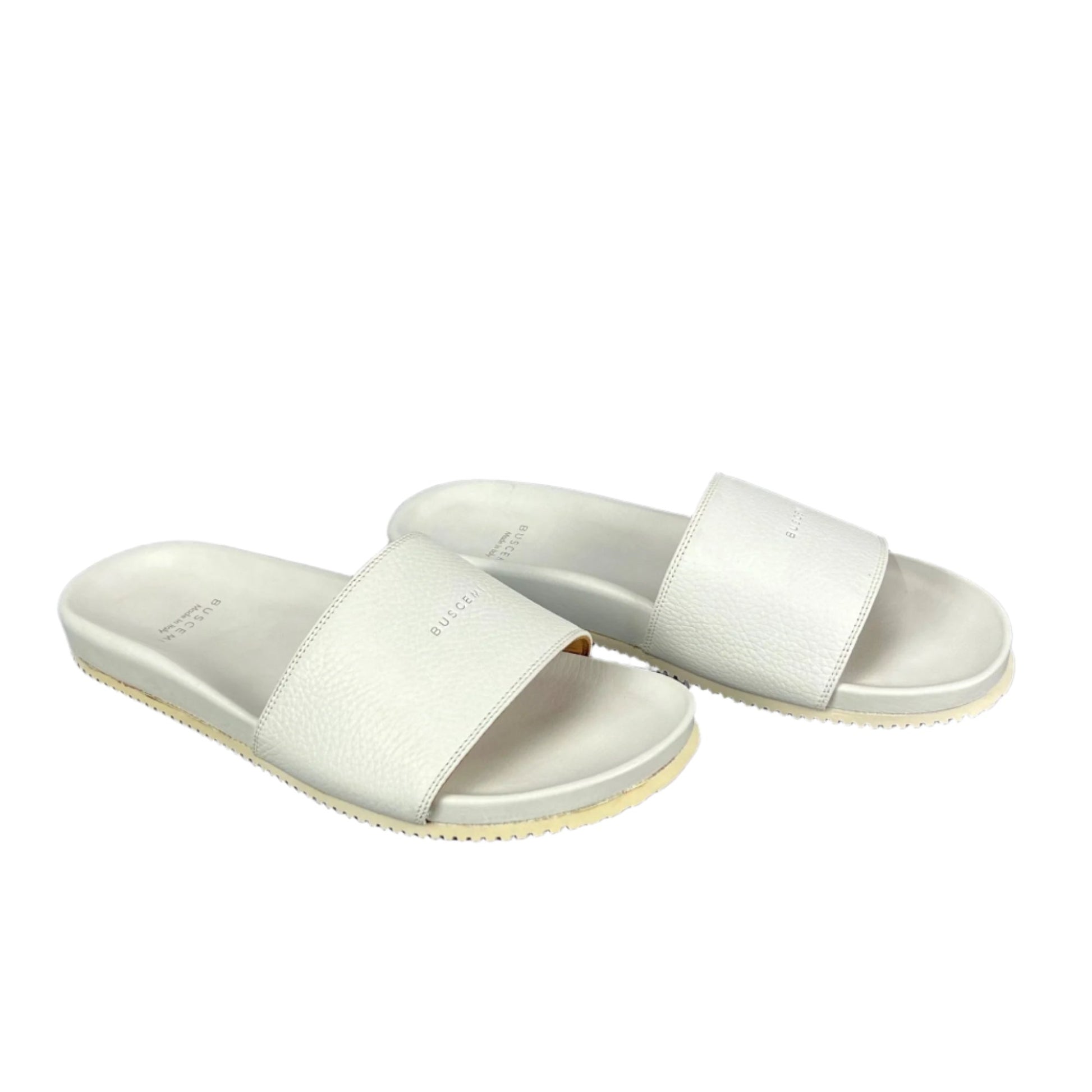 Buscemi Mens Slide Core Alce White Alce Leather Sandals | Positivo Clothing
