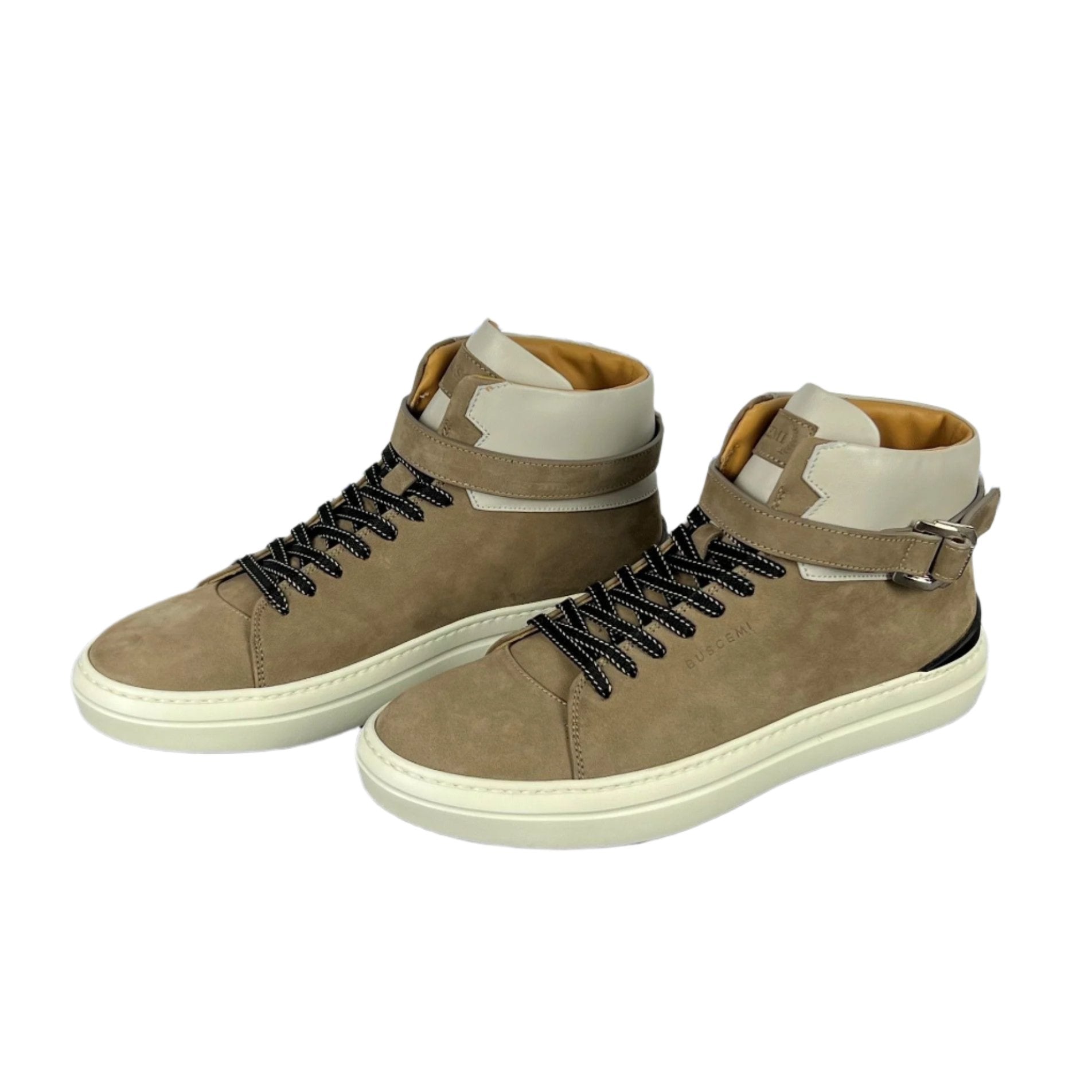 Buscemi Mens 100MM Sport Taupe Leather Sneakers SAMPLE | Positivo Clothing