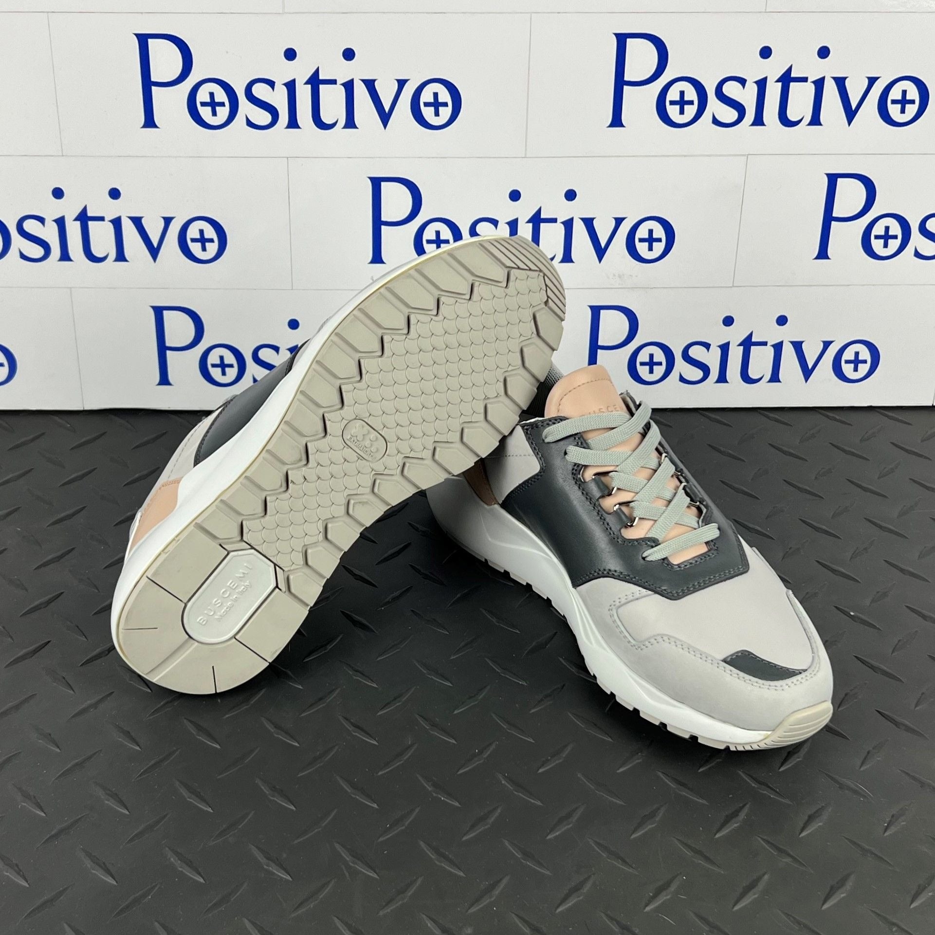 Buscemi Womens Ventura Grey/Pink Leather Sneakers SAMPLE | Positivo Clothing