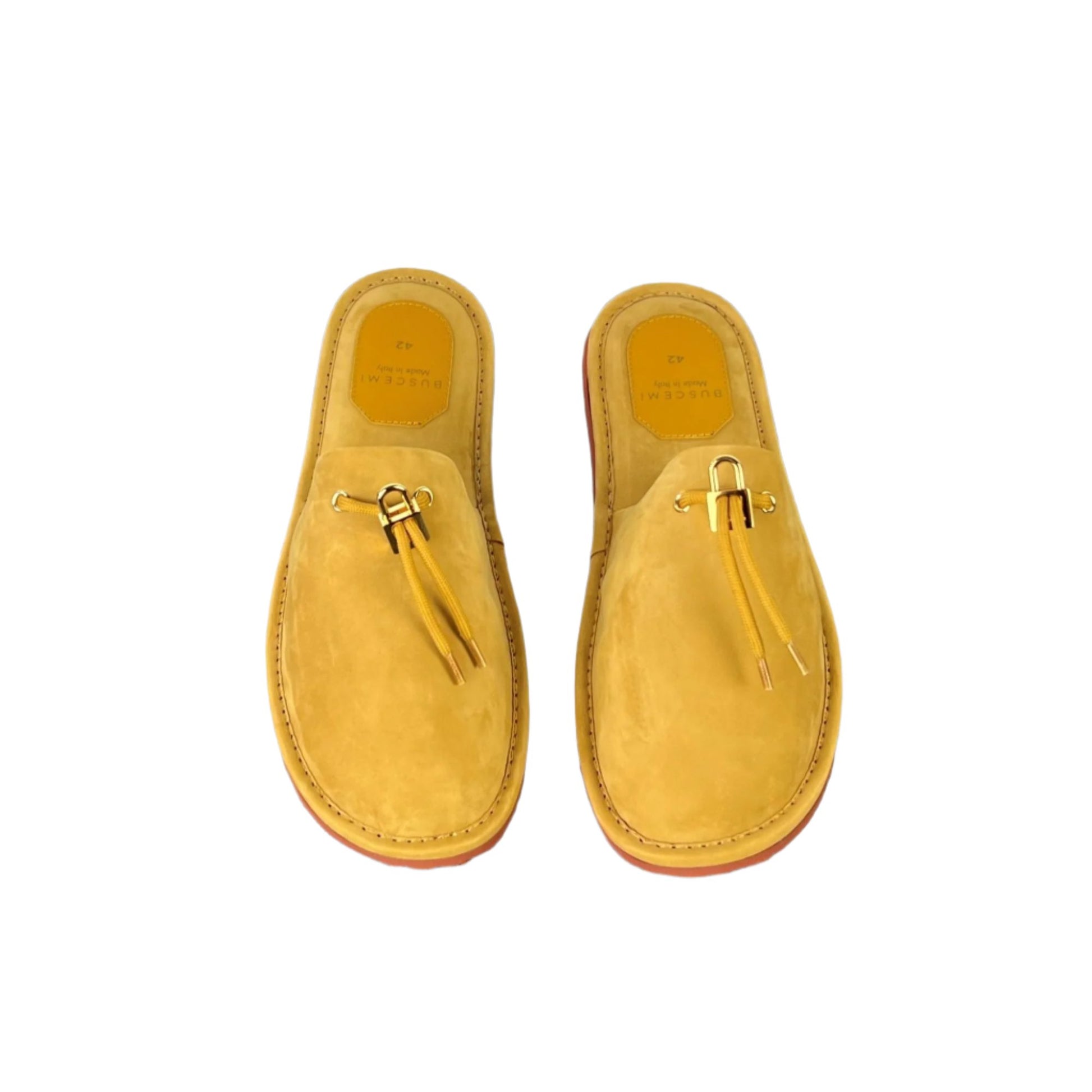 Buscemi Mens Greenwich Wheat Gum Suede Slippers SAMPLE | Positivo Clothing
