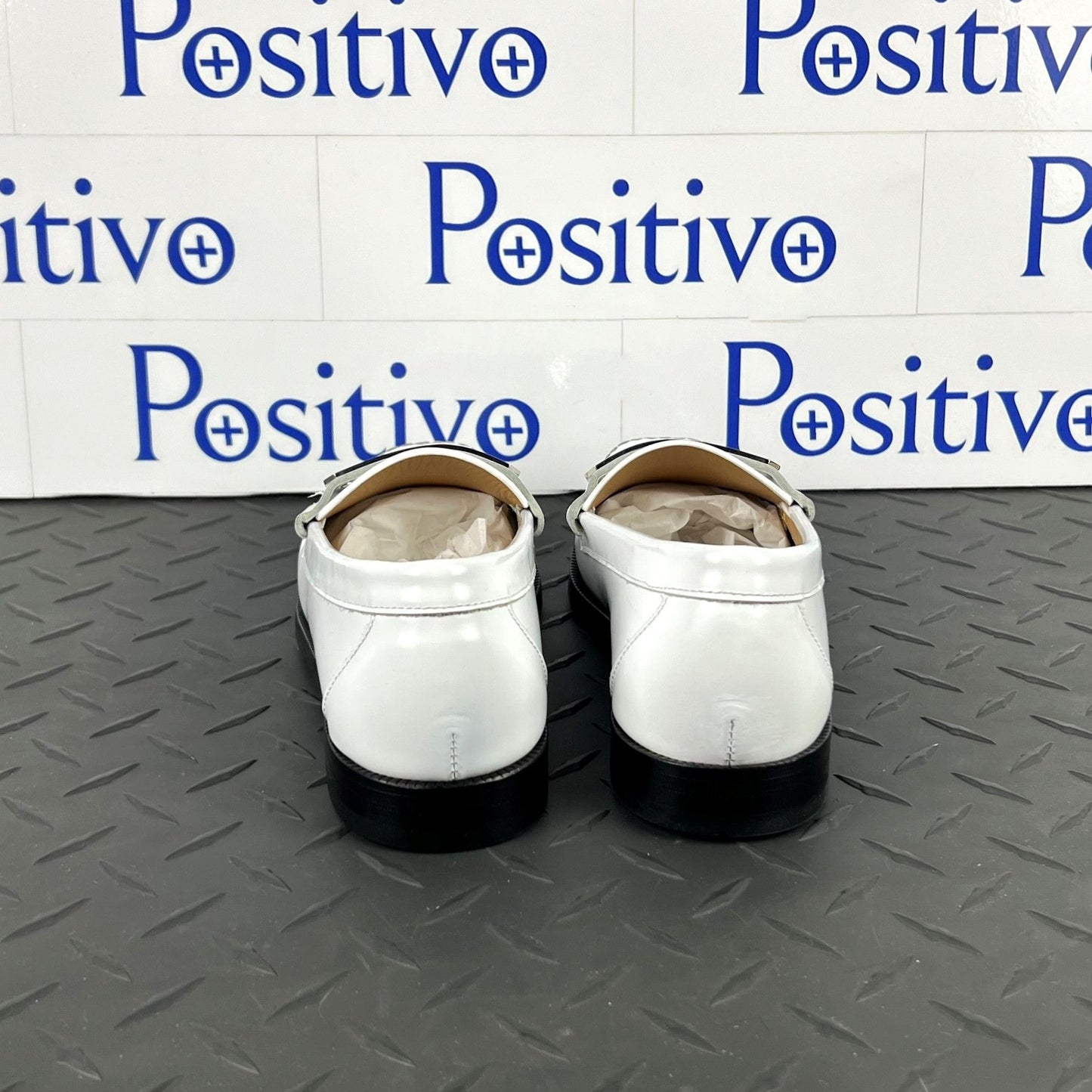 Buscemi Womens Town Loafer Off White/Silver Leather Loafers SAMPLE | Positivo Clothing