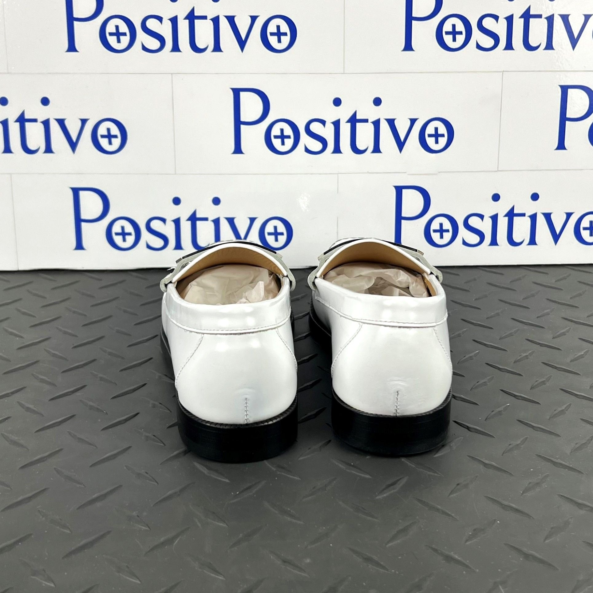 Buscemi Womens Town Loafer Off White/Silver Leather Loafers SAMPLE | Positivo Clothing