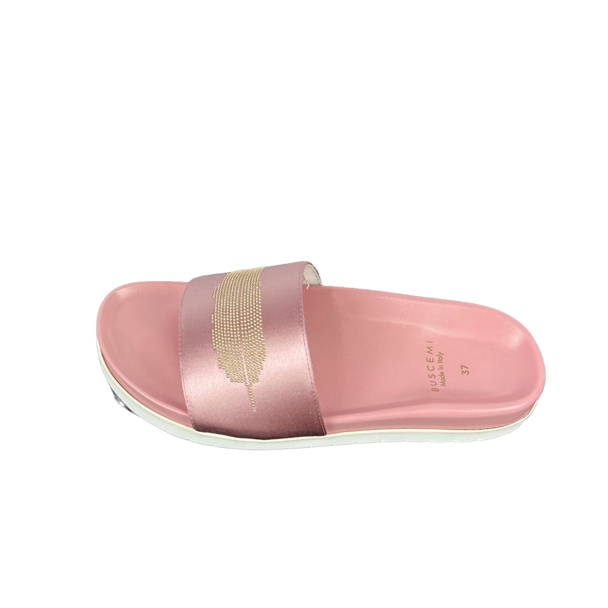 Buscemi Womens Slide Satin Dusty Pink Leather Sandals | Positivo Clothing