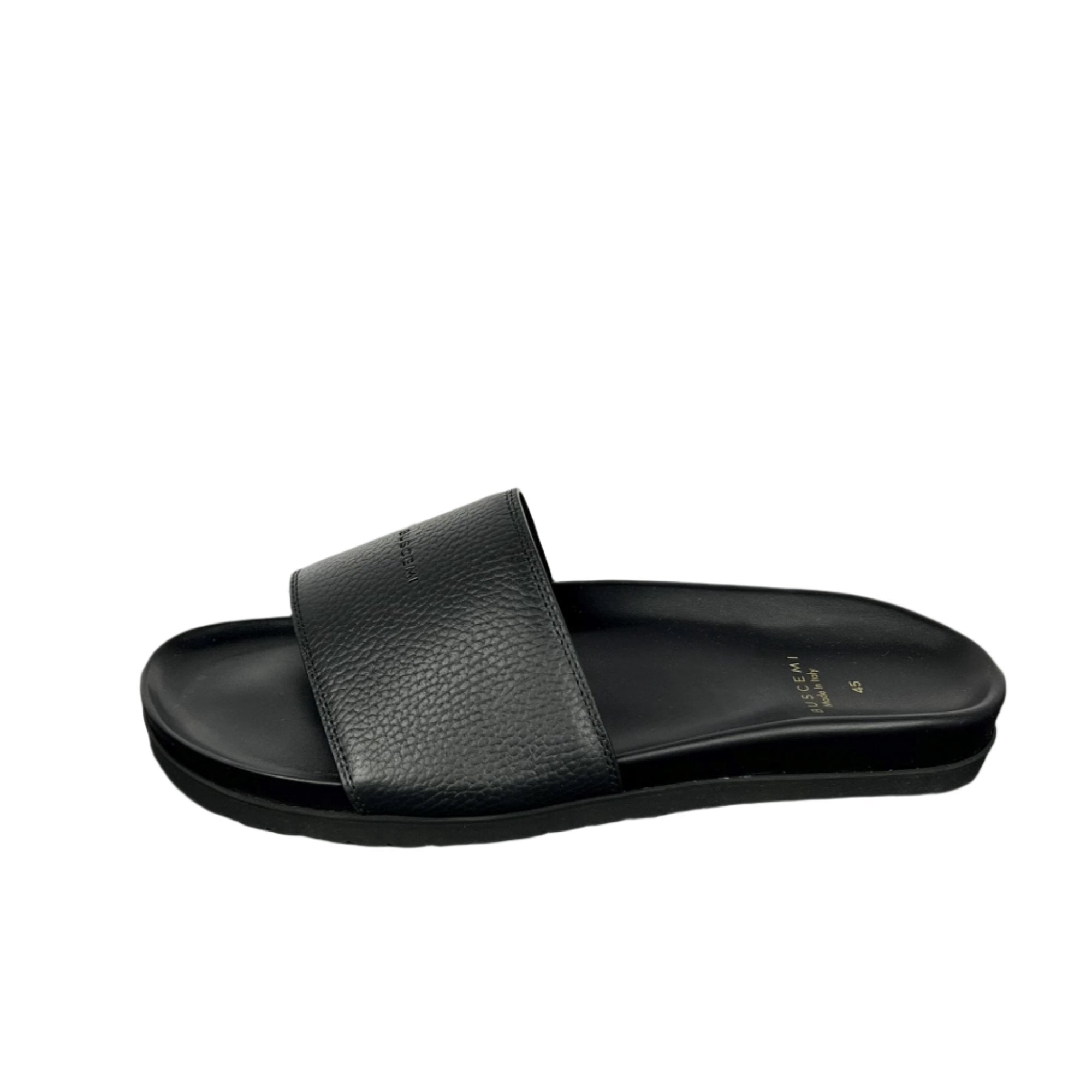 Buscemi Mens Slide Alce Black Leather Sandals | Positivo Clothing