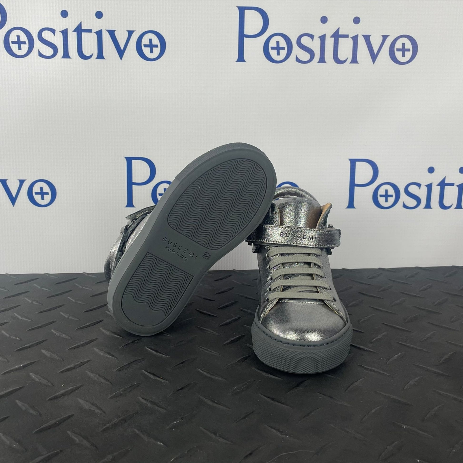 Buscemi 100MM Kid Metal Silver Leather Sneakers | Positivo Clothing