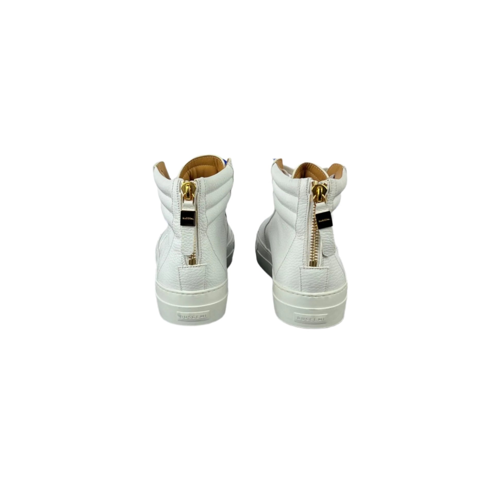 Buscemi Mens 140MM Zip White Leather Sneakers SAMPLE | Positivo Clothing