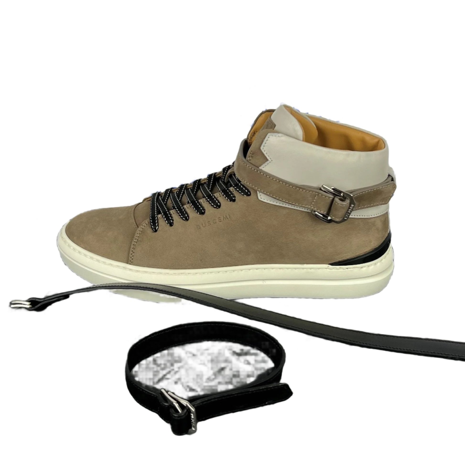 Buscemi Mens 100MM Sport Taupe Leather Sneakers SAMPLE | Positivo Clothing