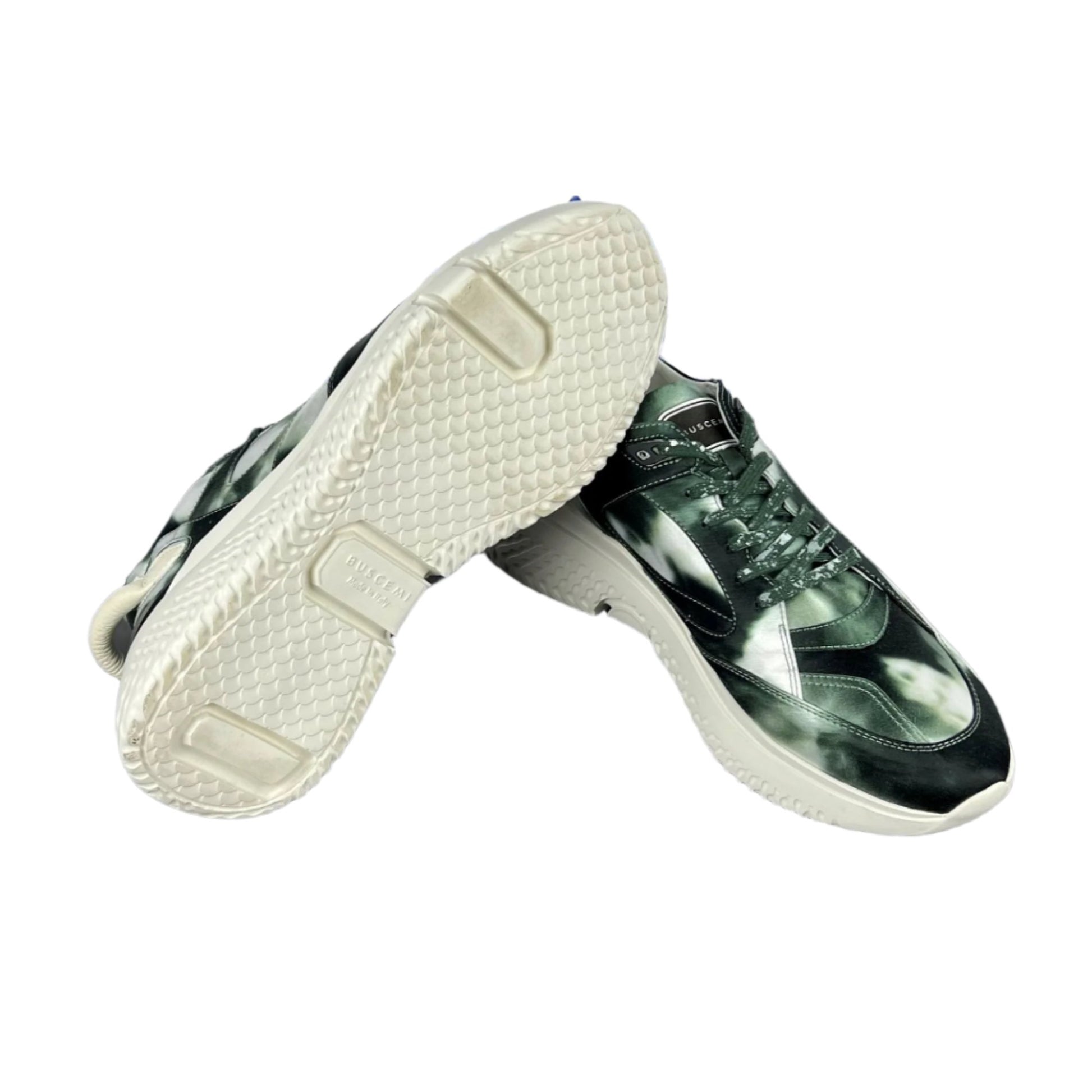 Buscemi Veloce Tie Dye Green Leather Sneakers SAMPLE | Positivo Clothing