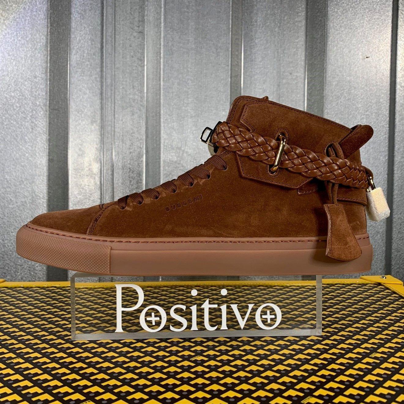 Buscemi Men’s Brown 100MM Weave High-Top Sneakers - Positivo Clothing