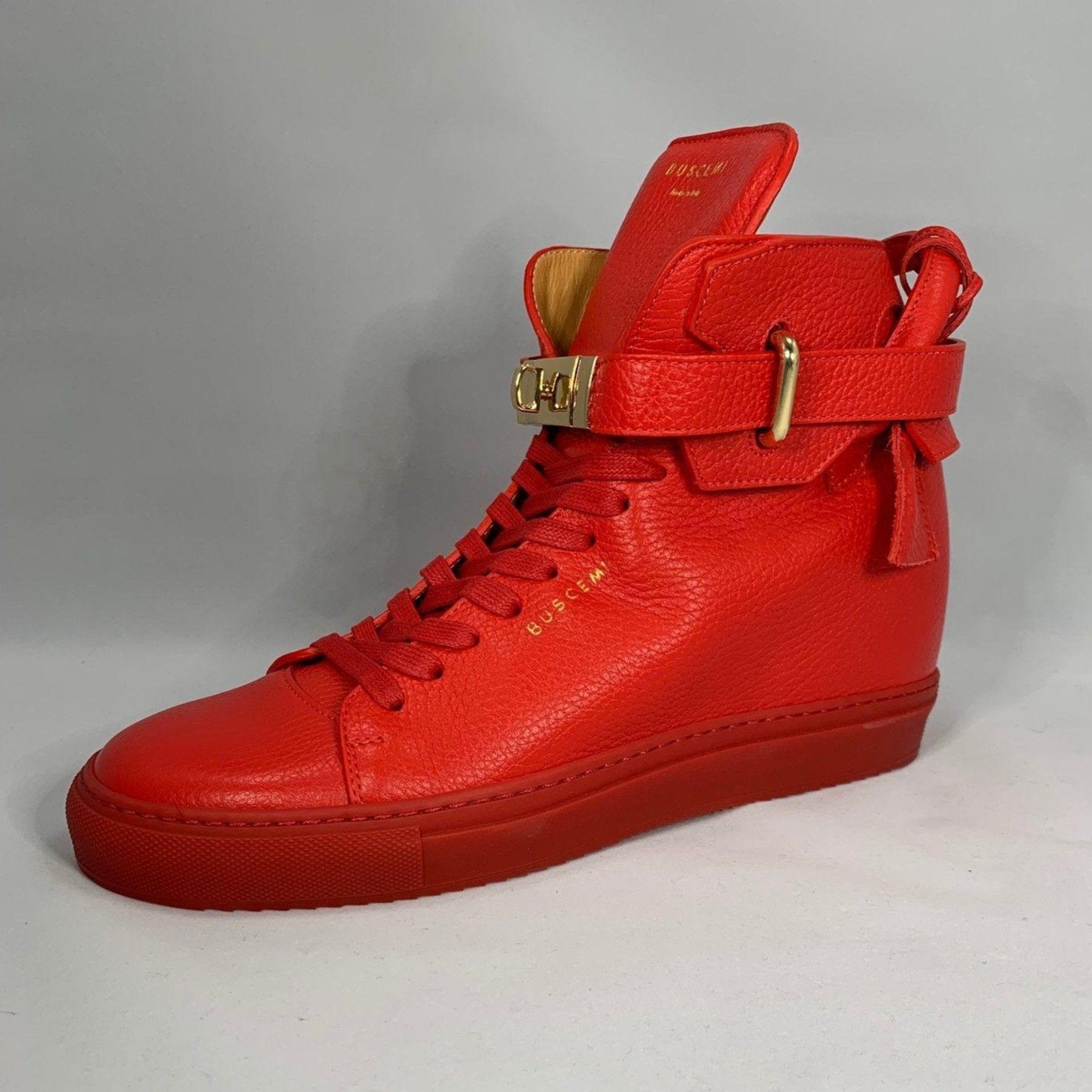 Buscemi Womens 100MM Alce Red High Top Sneakers - Positivo Clothing