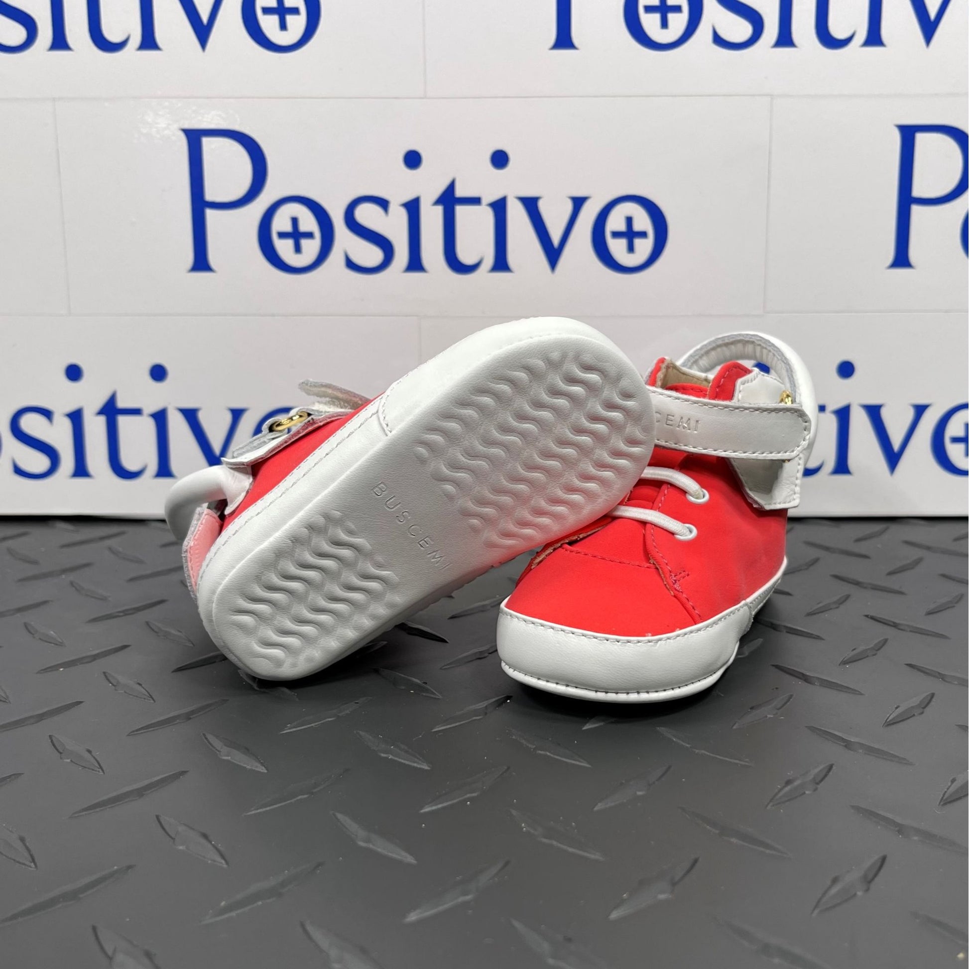 Buscemi 100MM Baby Neon Pink/White Leather Sneakers | Positivo Clothing