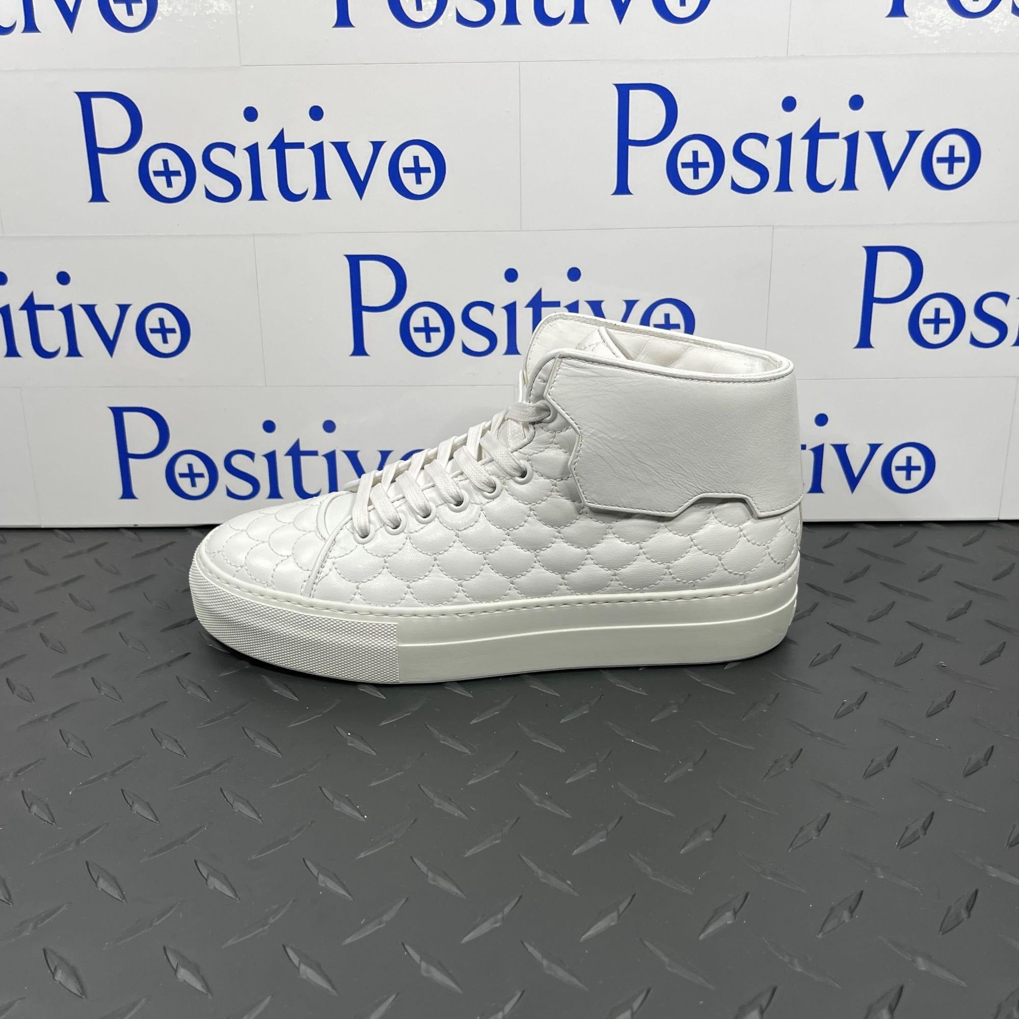 Buscemi 90MM Quilt White Leather Sneakers | Positivo Clothing