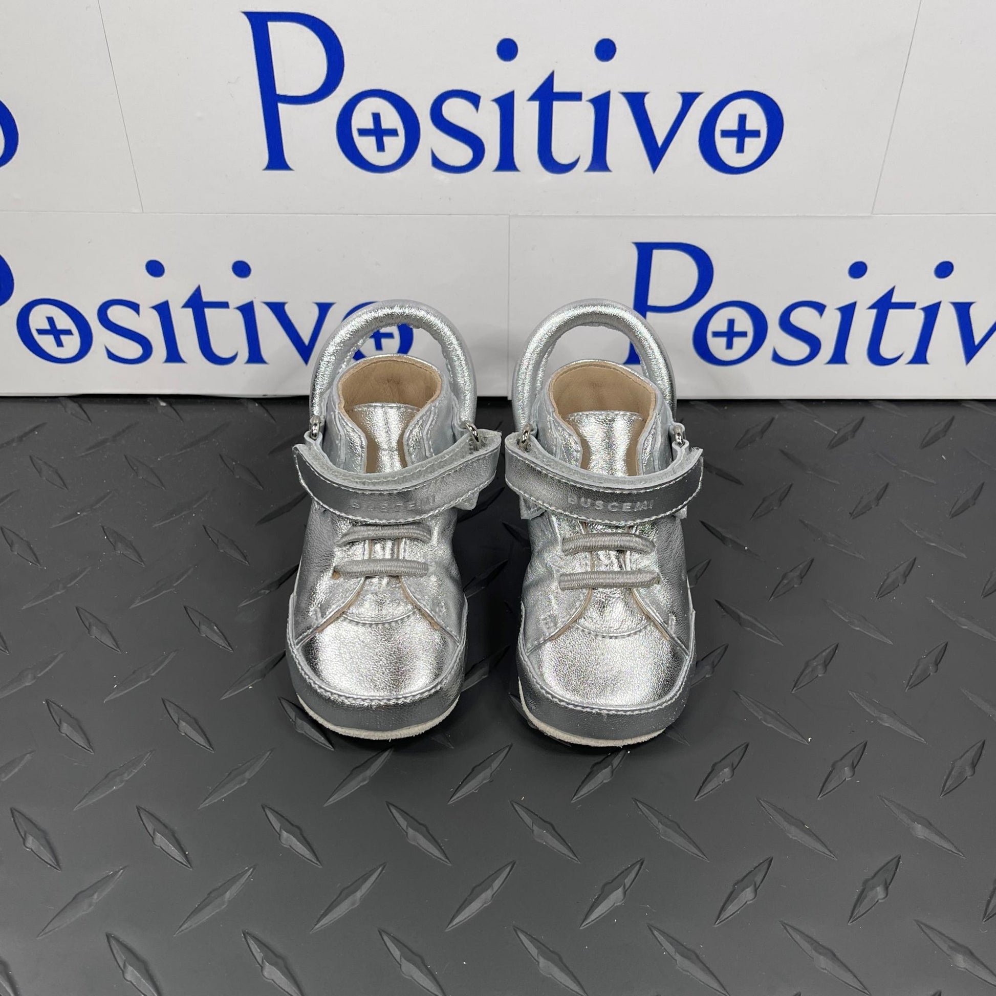 Buscemi 100MM Baby Platinum Leather Sneakers | Positivo Clothing